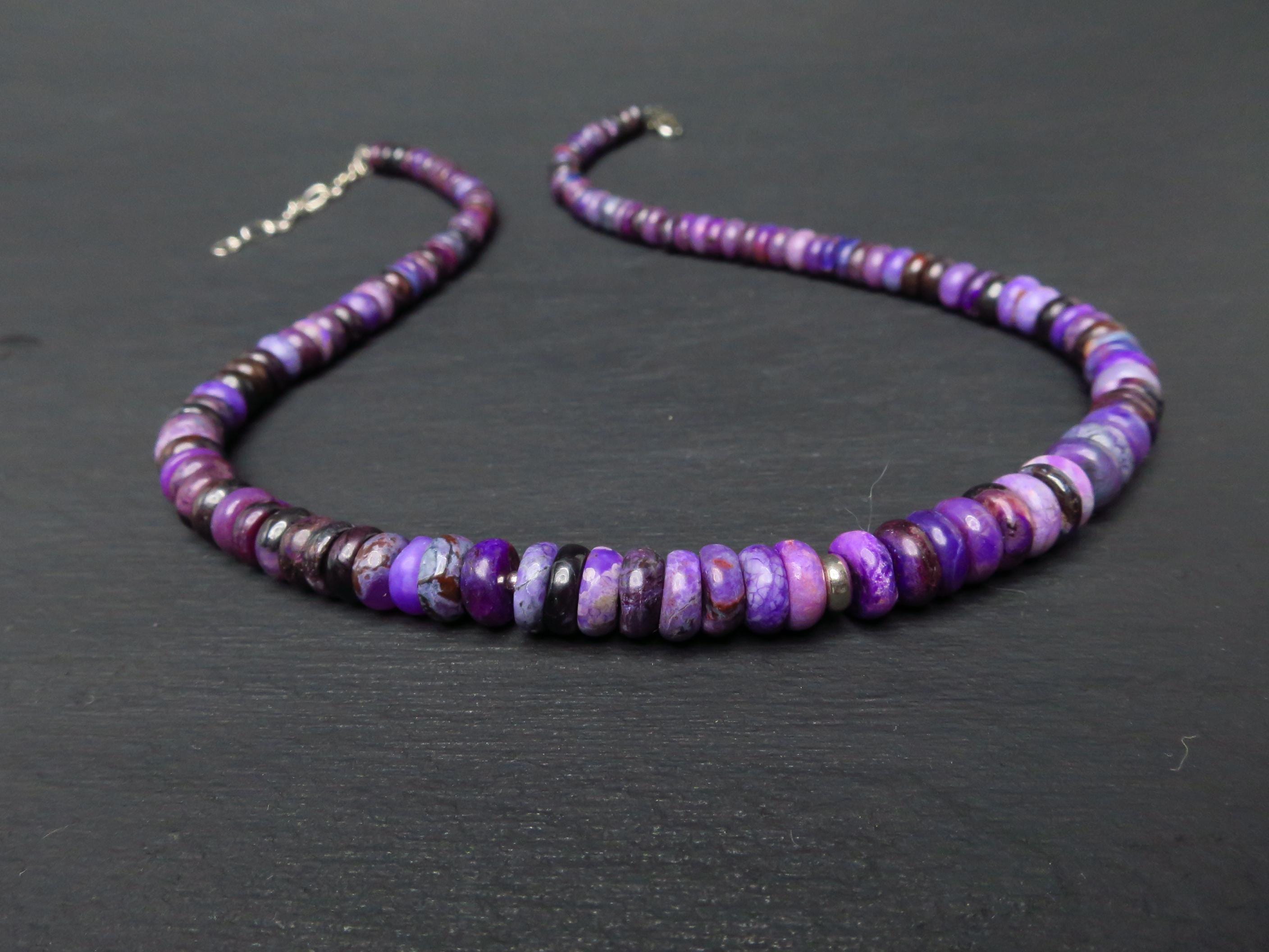 Sugilith Kette Silber lila 43,5cm echte Edelsteinkette