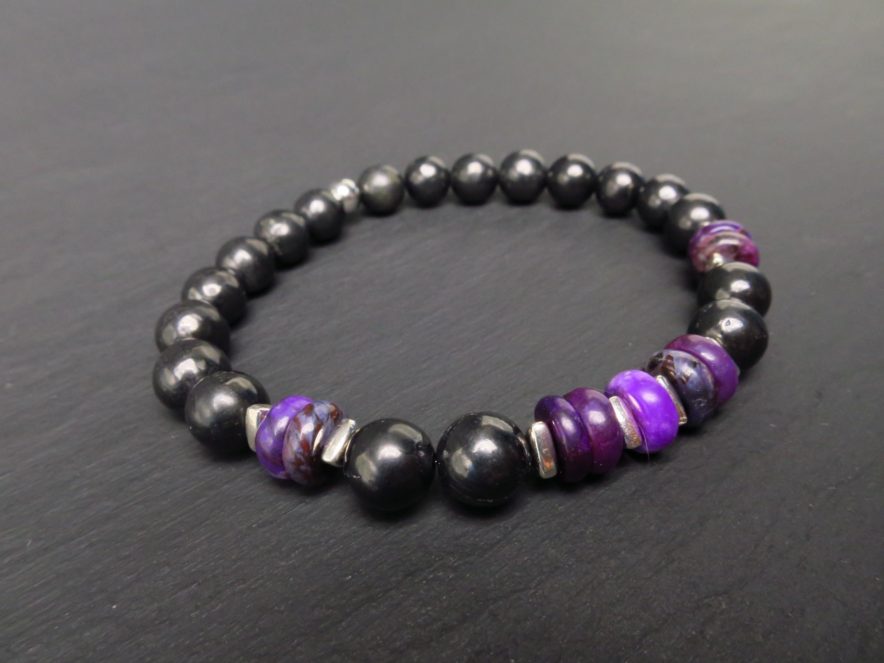 Sugilith Armband mit Schungit für Herren und Damen