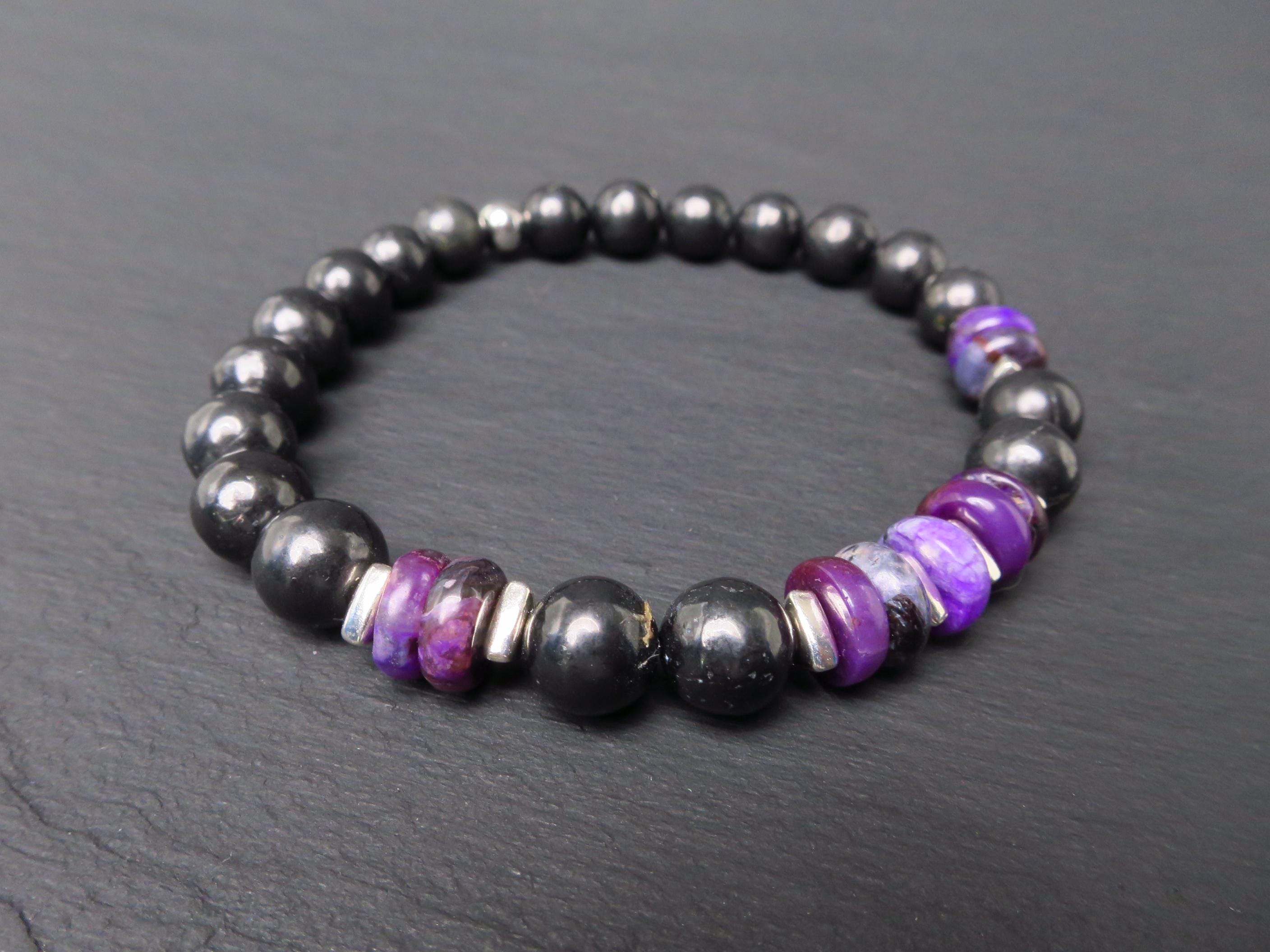 Sugilith Armband mit Schungit für Herren und Damen