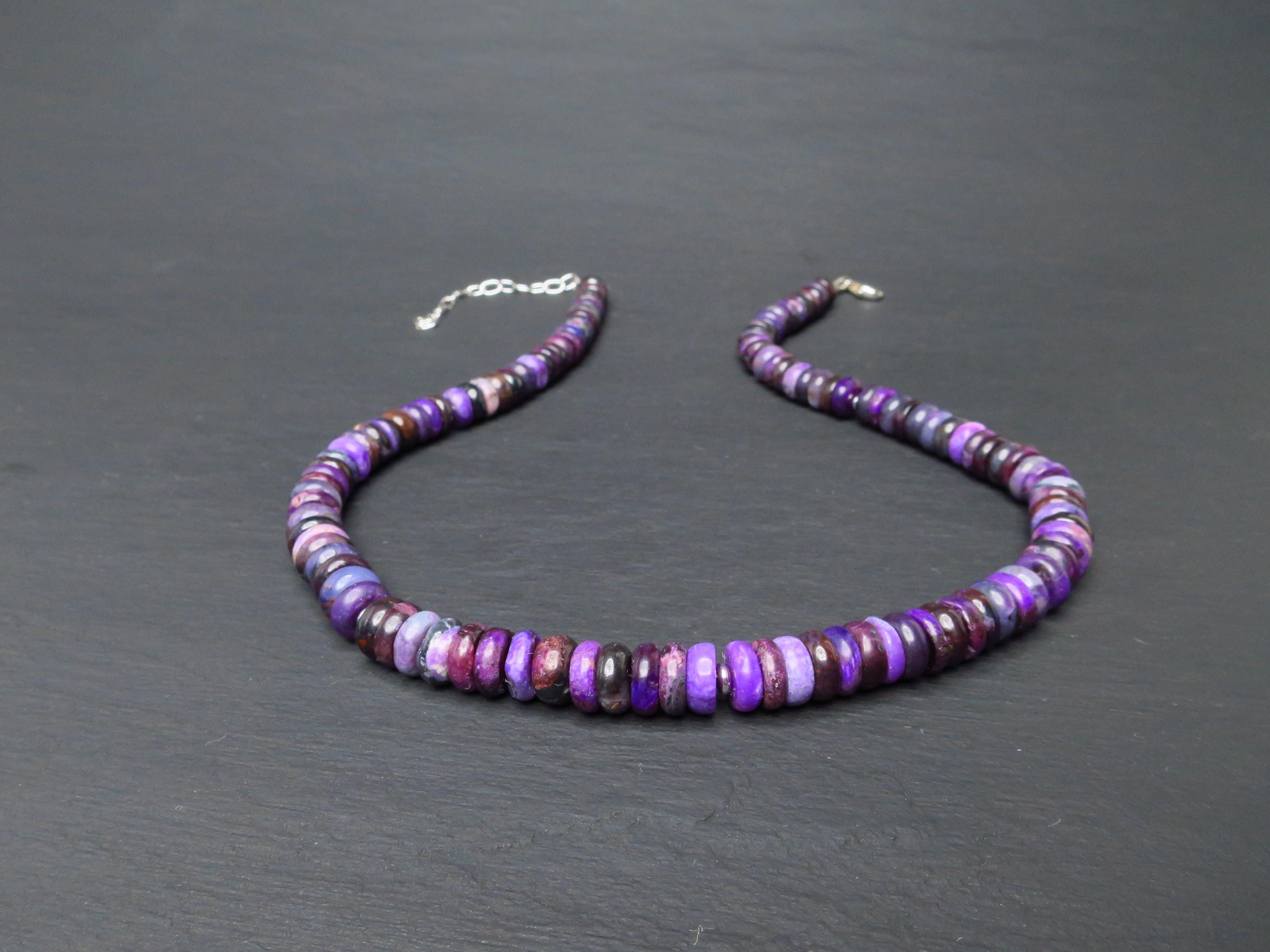 Sugilith Kette Silber lila 43cm echte Edelsteinkette