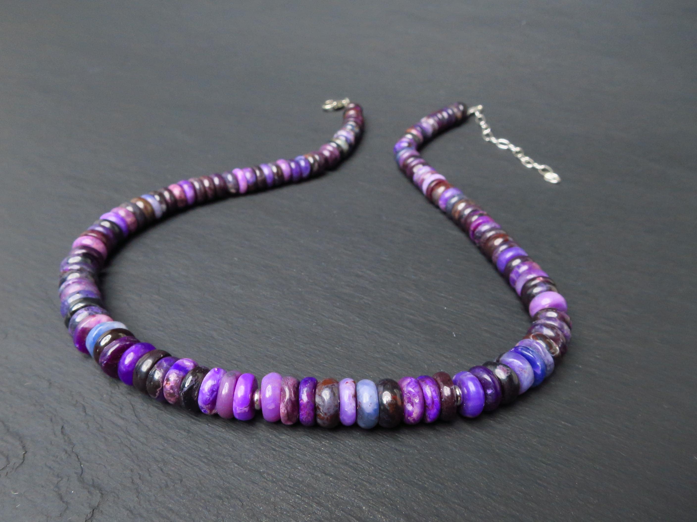 Sugilith Kette Silber lila 44cm echte Edelsteinkette
