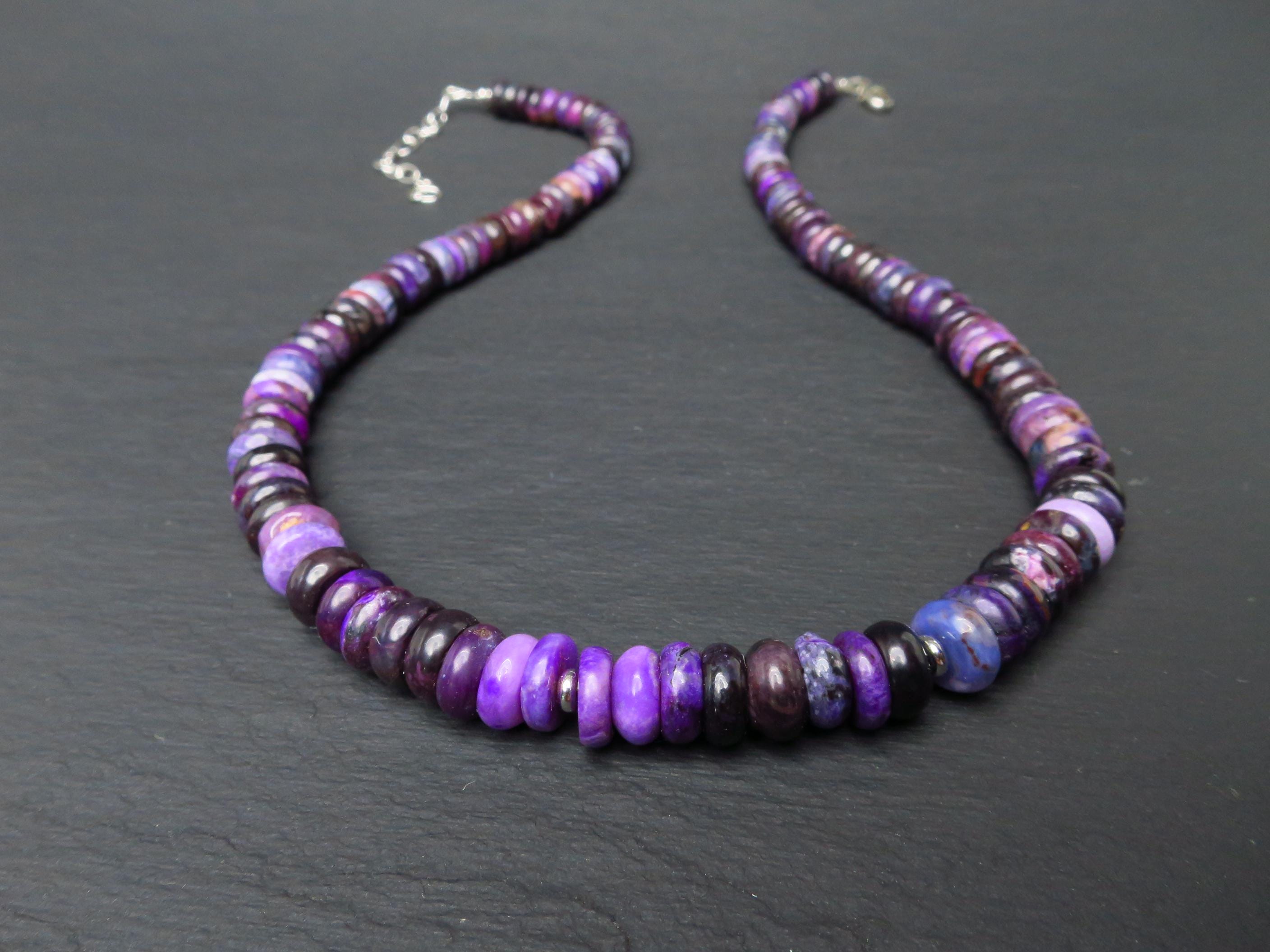 Sugilith Kette Silber lila 45,5cm echte Edelsteinkette
