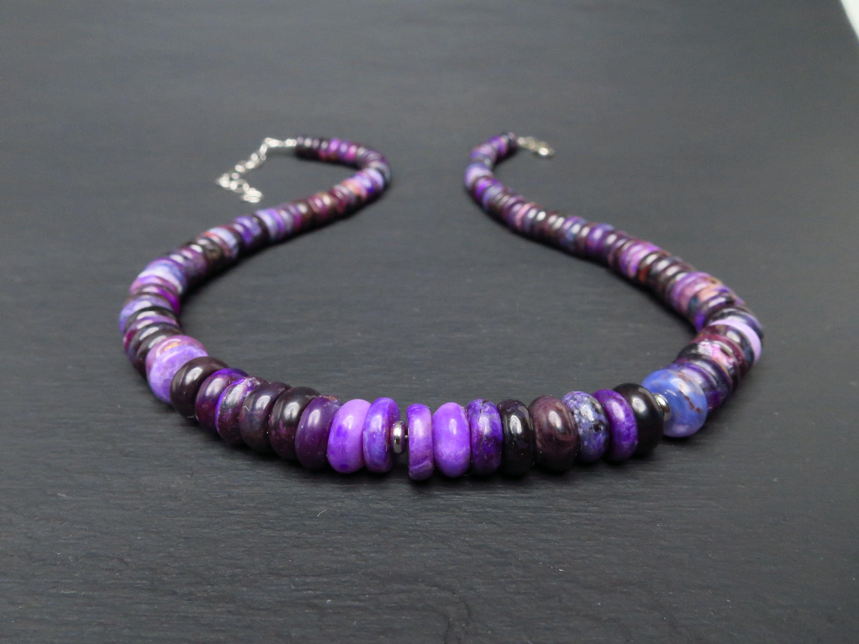 Sugilith Kette Silber lila 45,5cm echte Edelsteinkette
