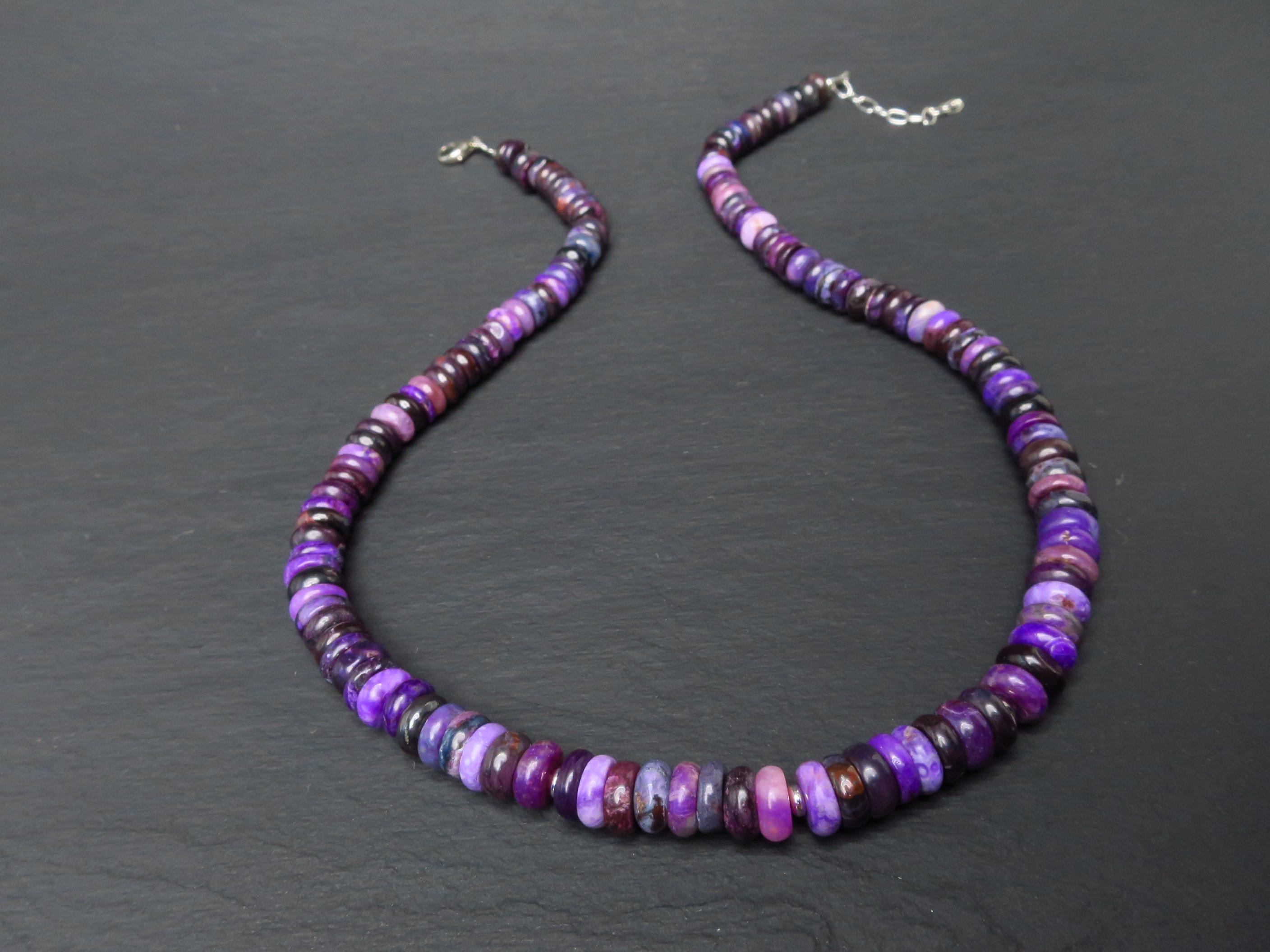 Sugilith Kette Silber lila 47cm echte Edelsteinkette