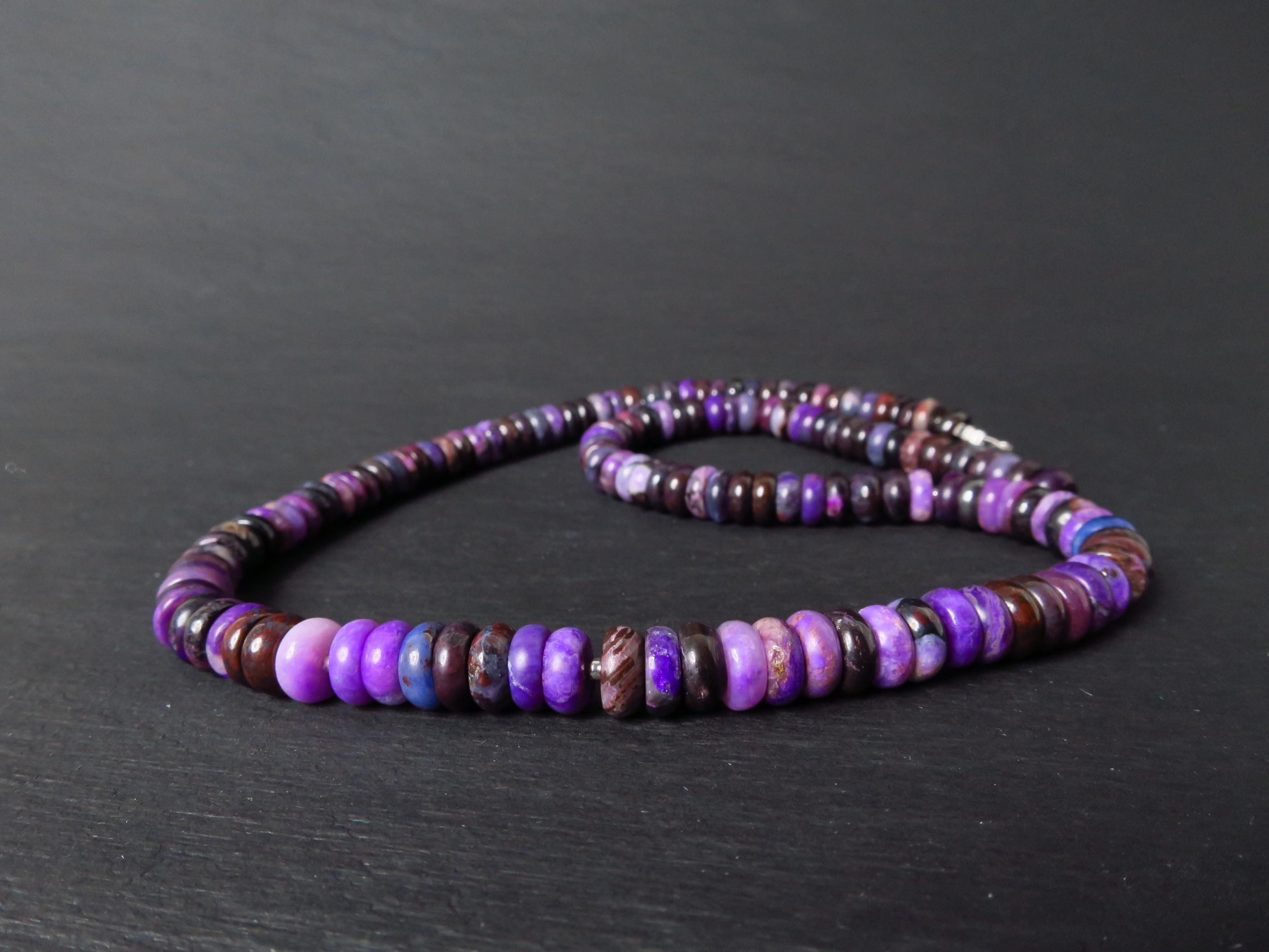 Sugilith Kette Silber 46cm echte Edelsteinkette