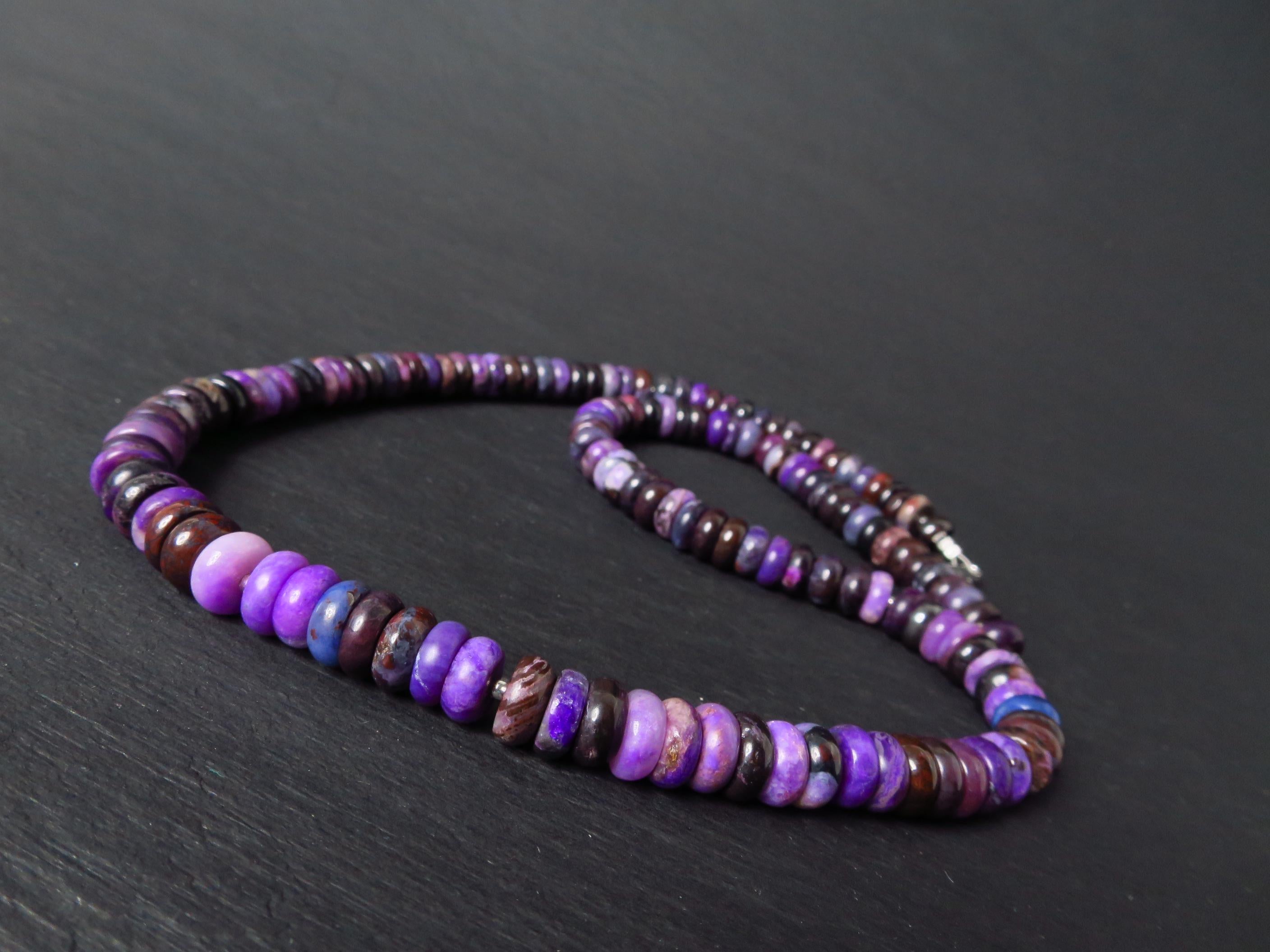 Sugilith Kette Silber 46cm echte Edelsteinkette