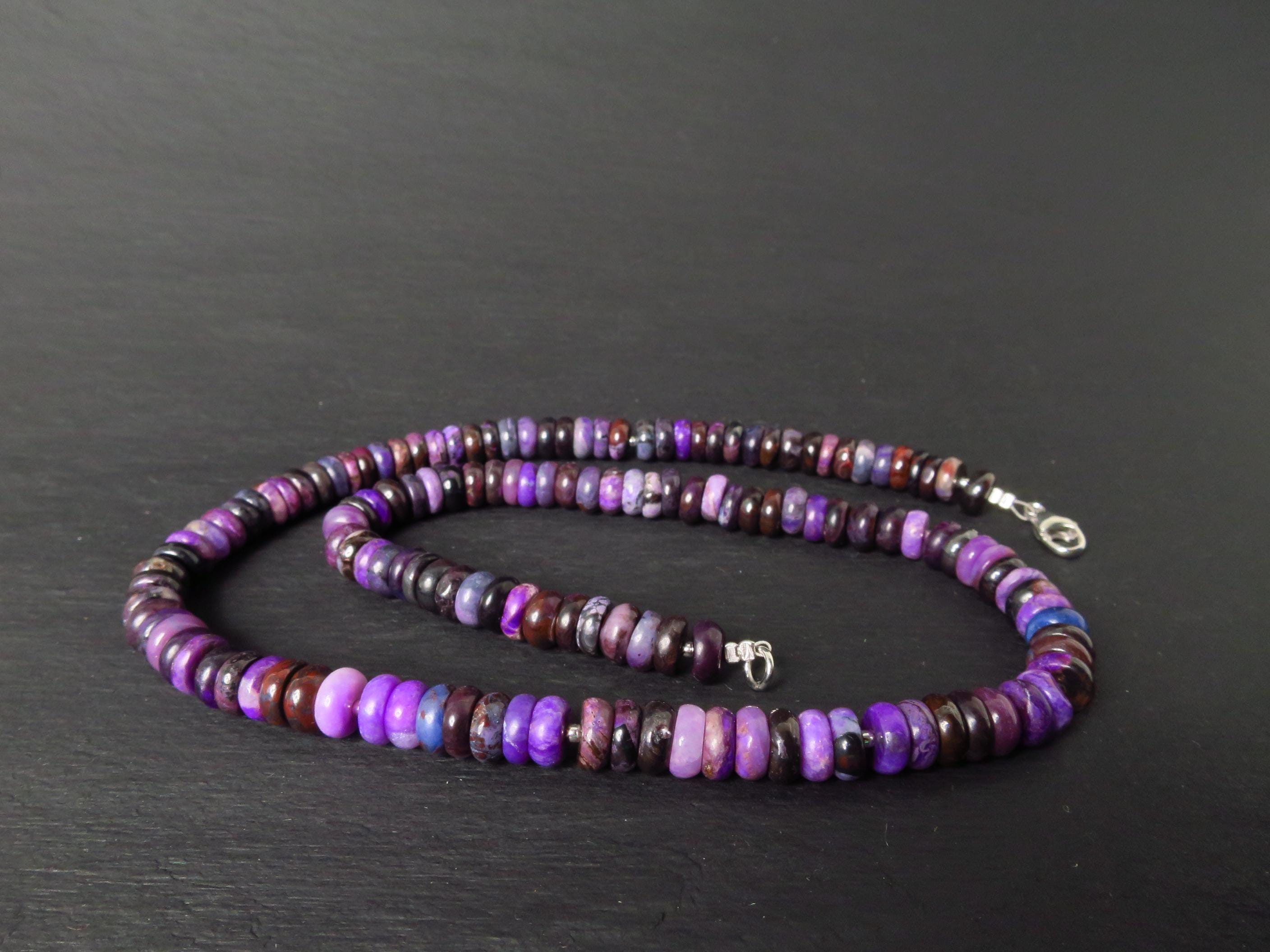 Sugilith Kette Silber 46cm echte Edelsteinkette