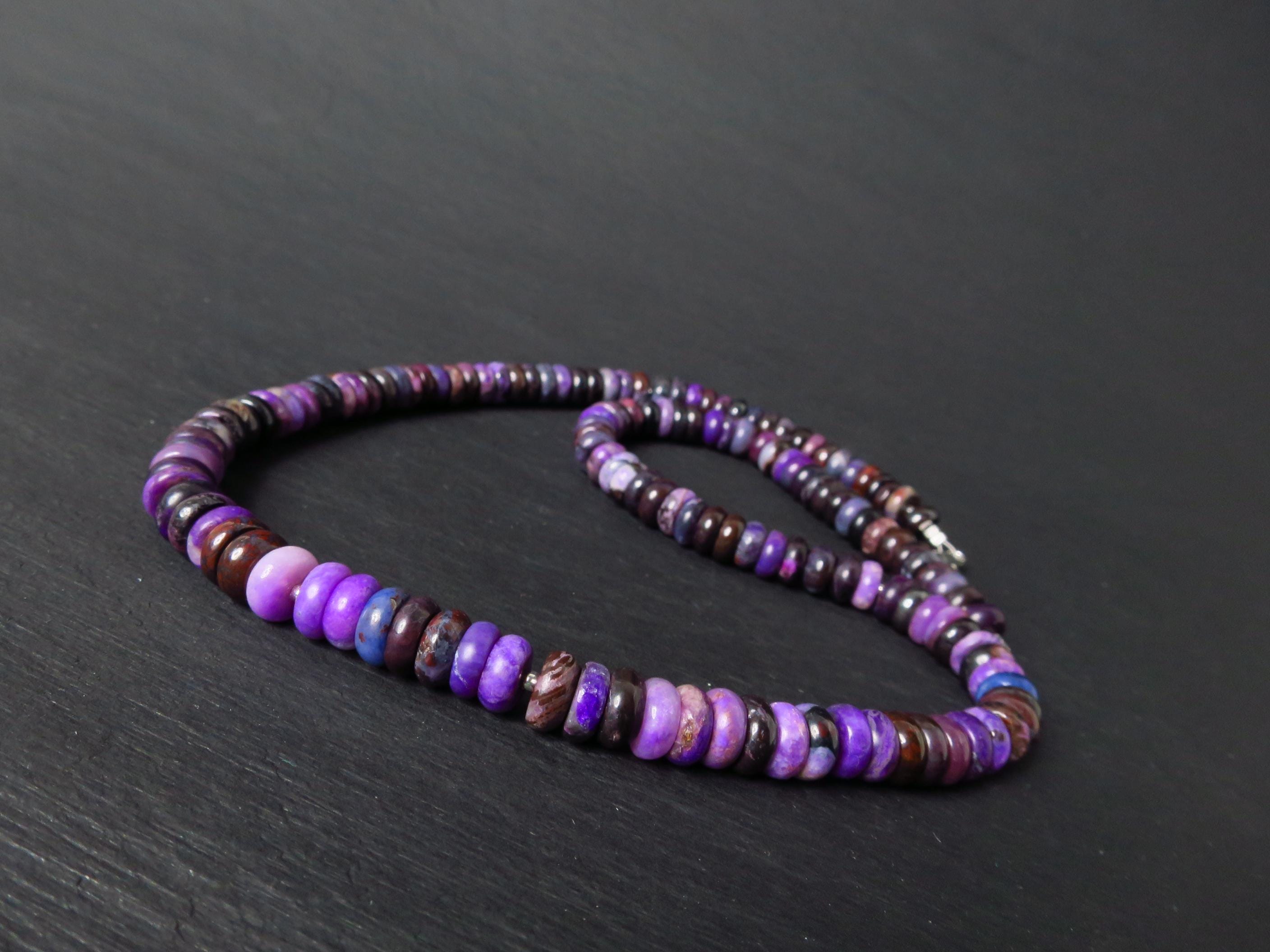 Sugilith Kette Silber 46cm echte Edelsteinkette