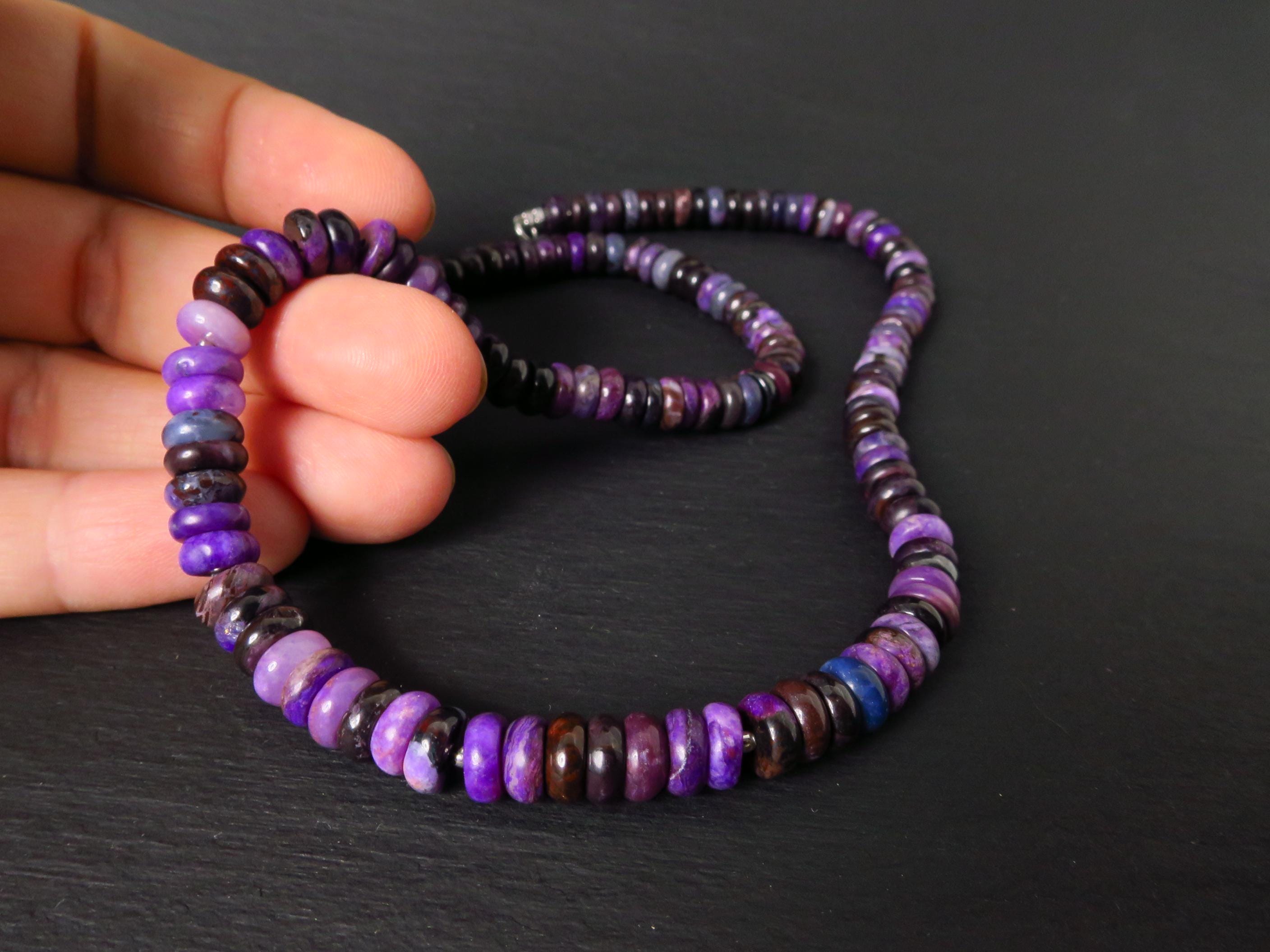 Sugilith Kette Silber 46cm echte Edelsteinkette