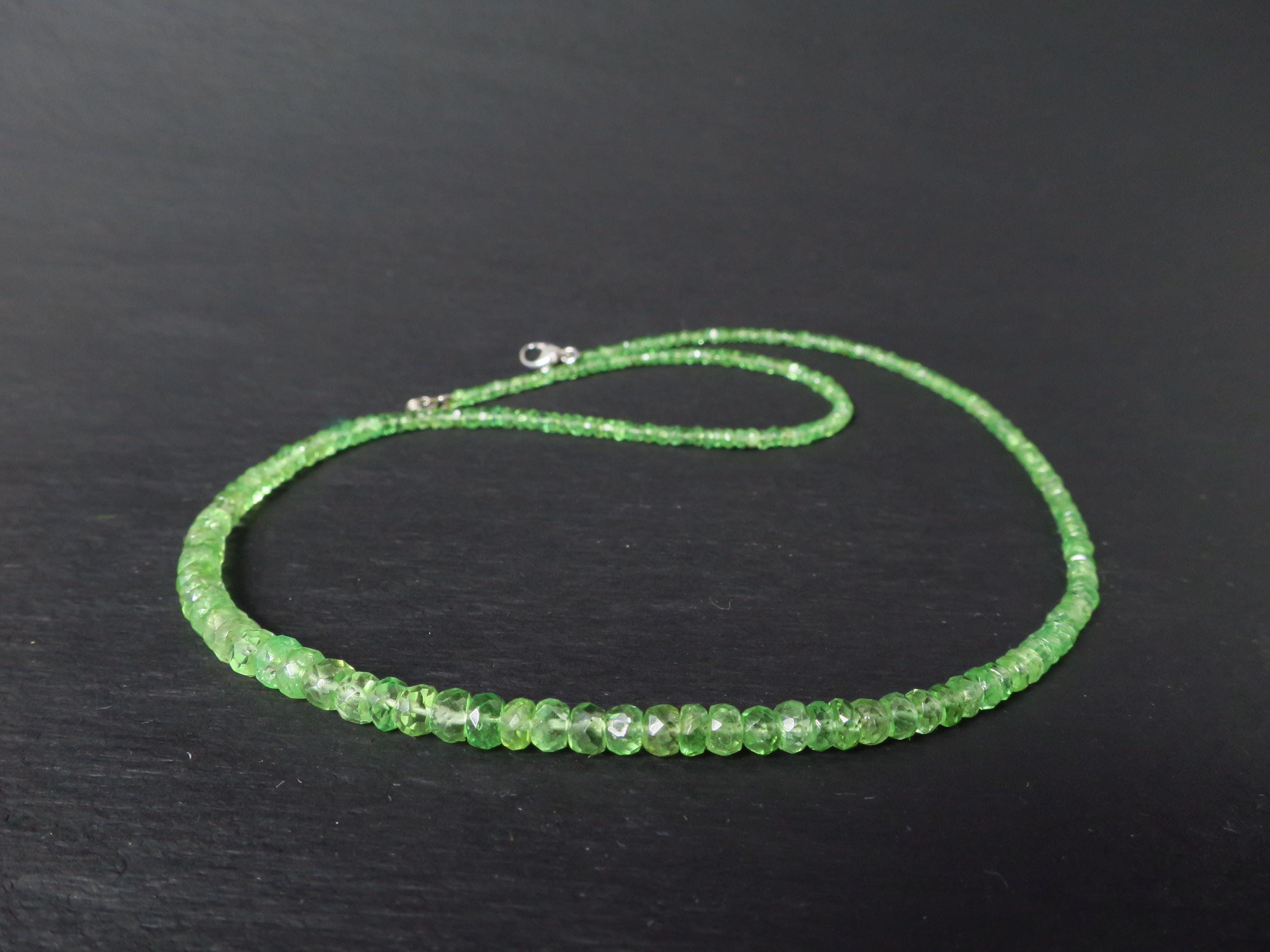 Tsavorit Kette Granat grün 43cm Sterling Silber Rhodium