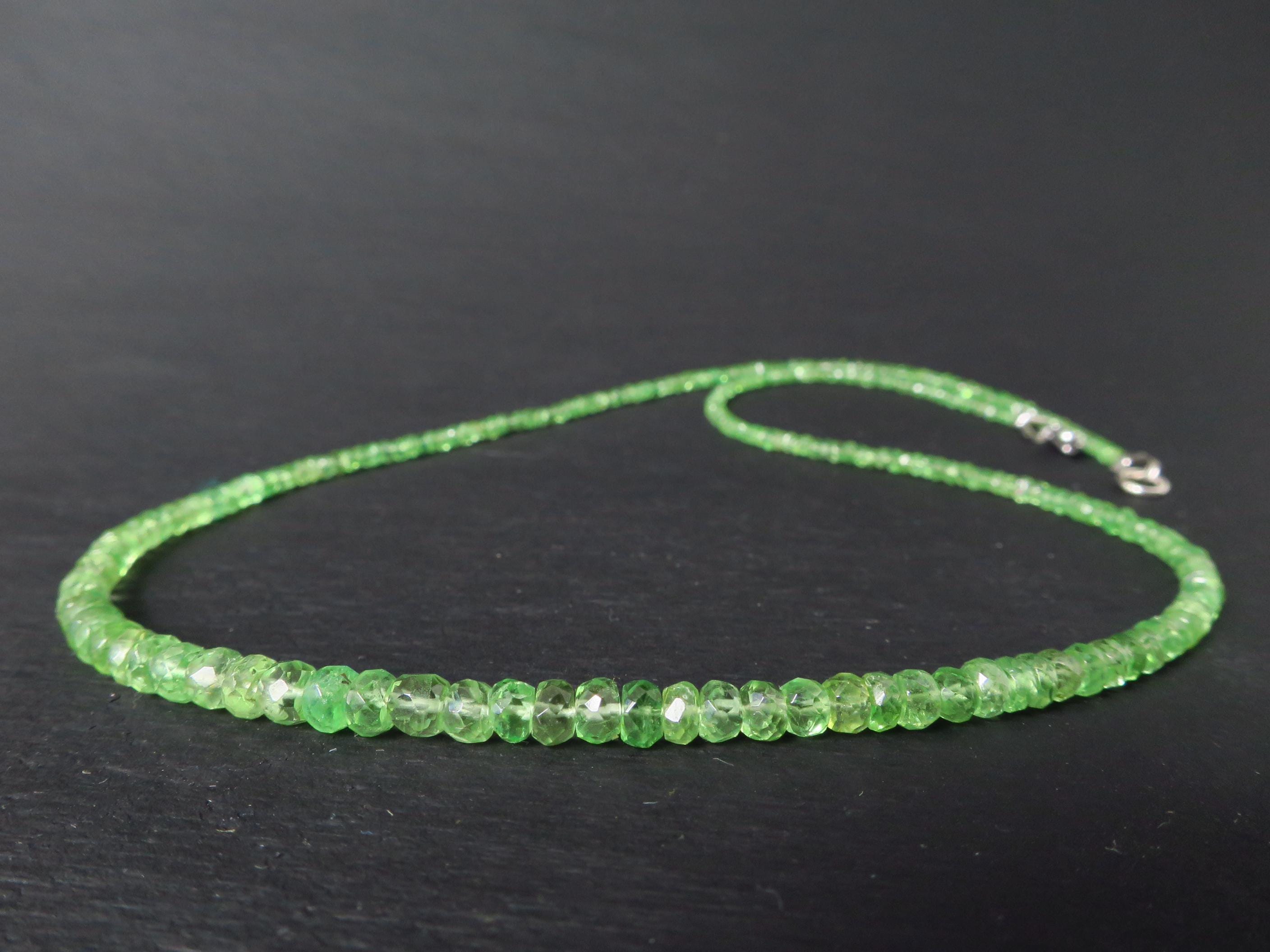 Tsavorit Kette Granat grün 43cm Sterling Silber Rhodium