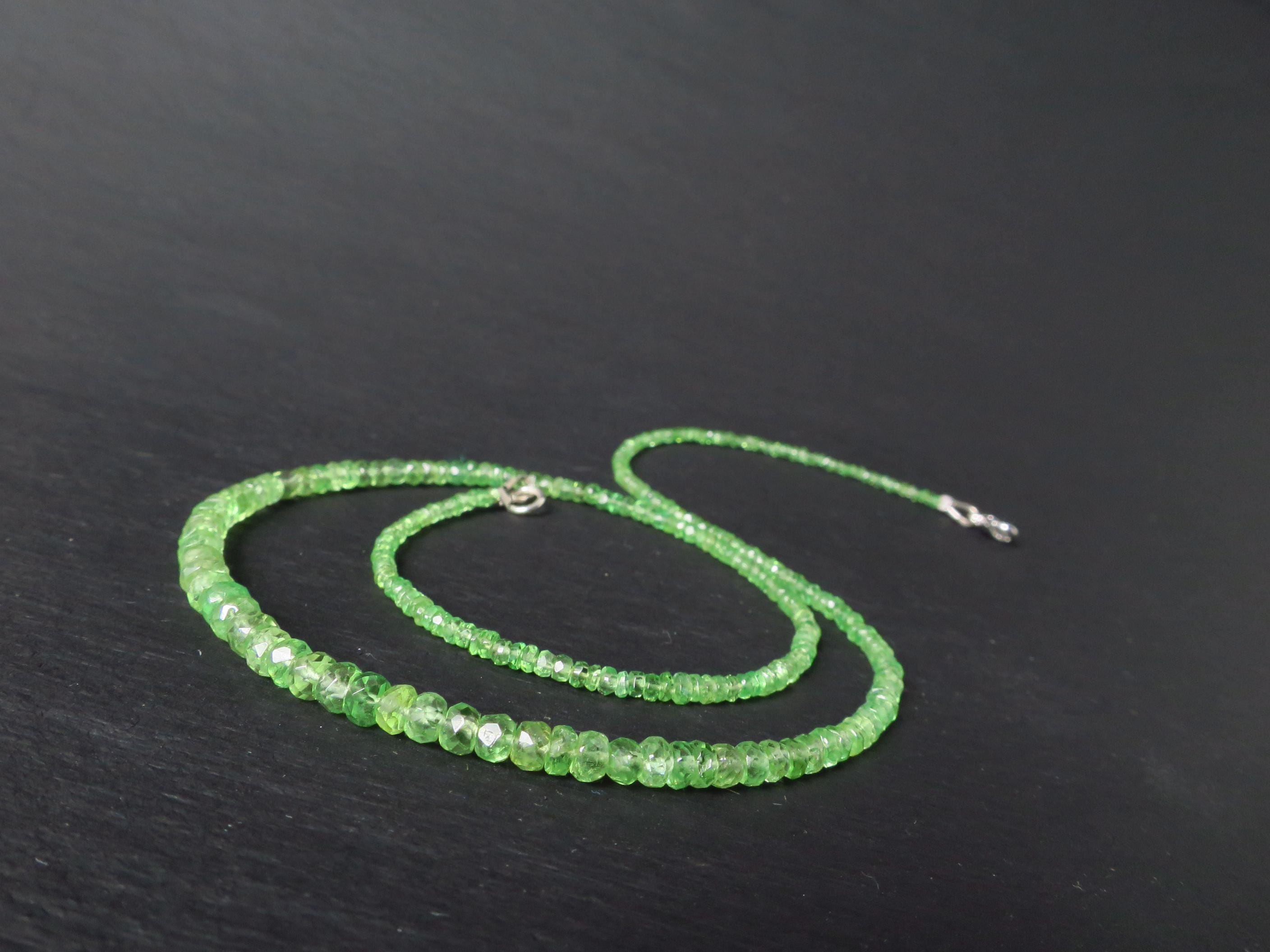 Tsavorit Kette Granat grün 43cm Sterling Silber Rhodium