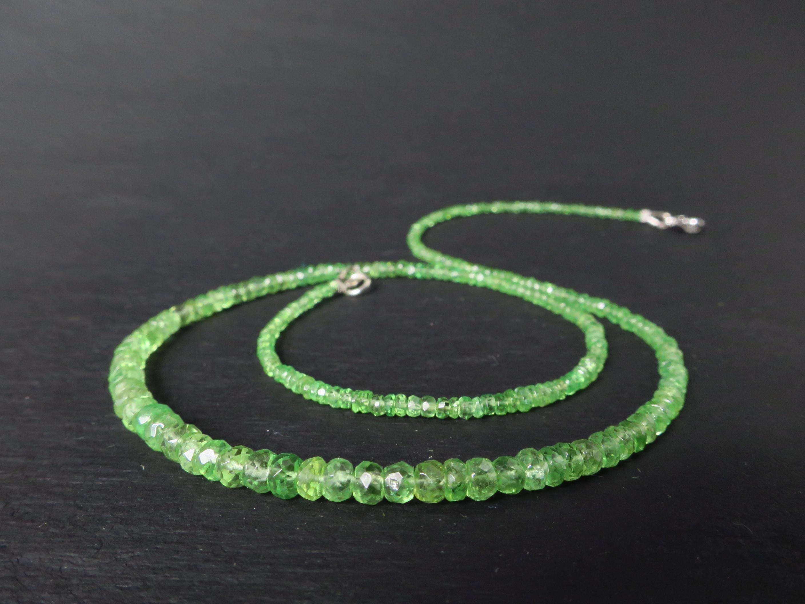 Tsavorit Kette Granat grün 43cm Sterling Silber Rhodium