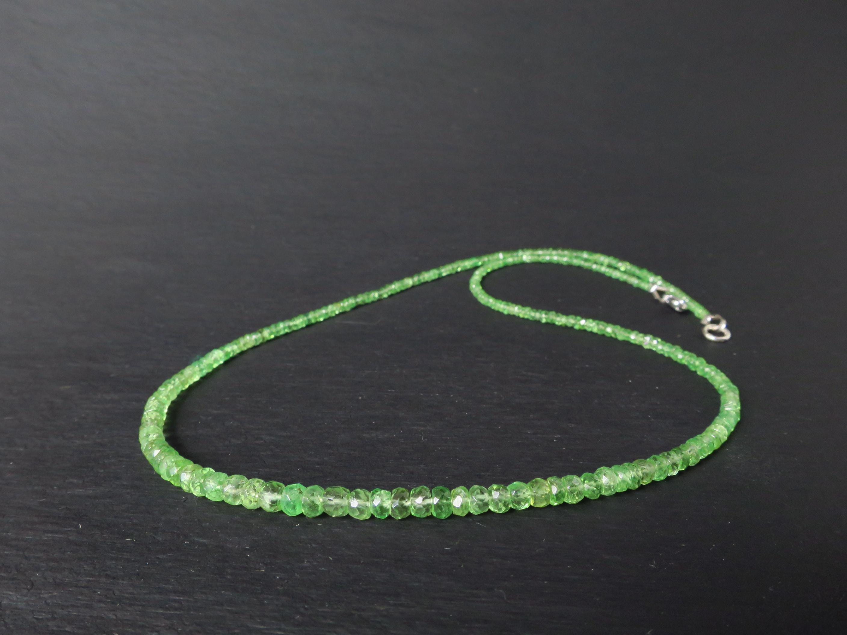 Tsavorit Kette Granat grün 43cm Sterling Silber Rhodium