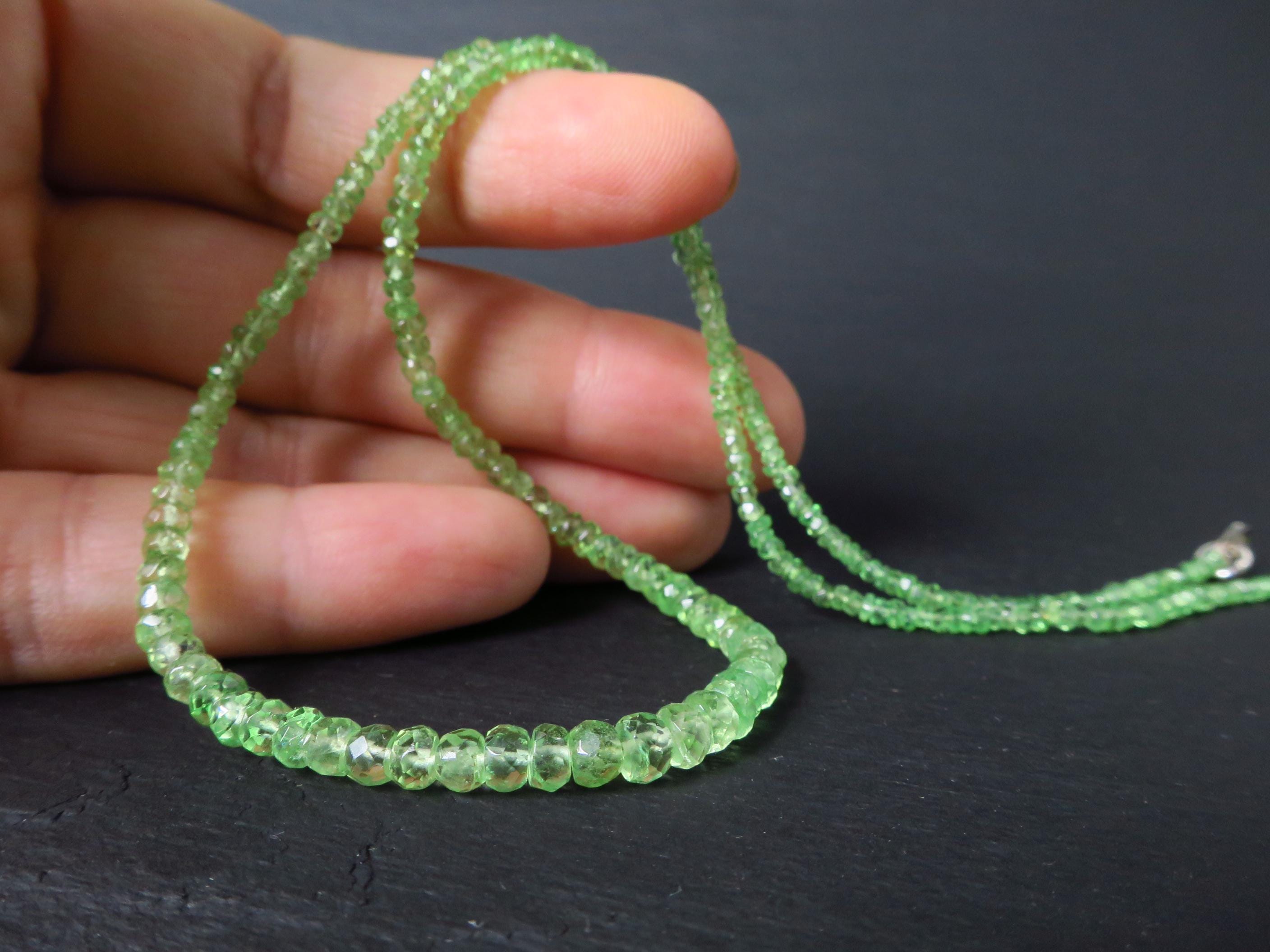 Tsavorit Kette Granat grün 42cm Sterling Silber Rhodium