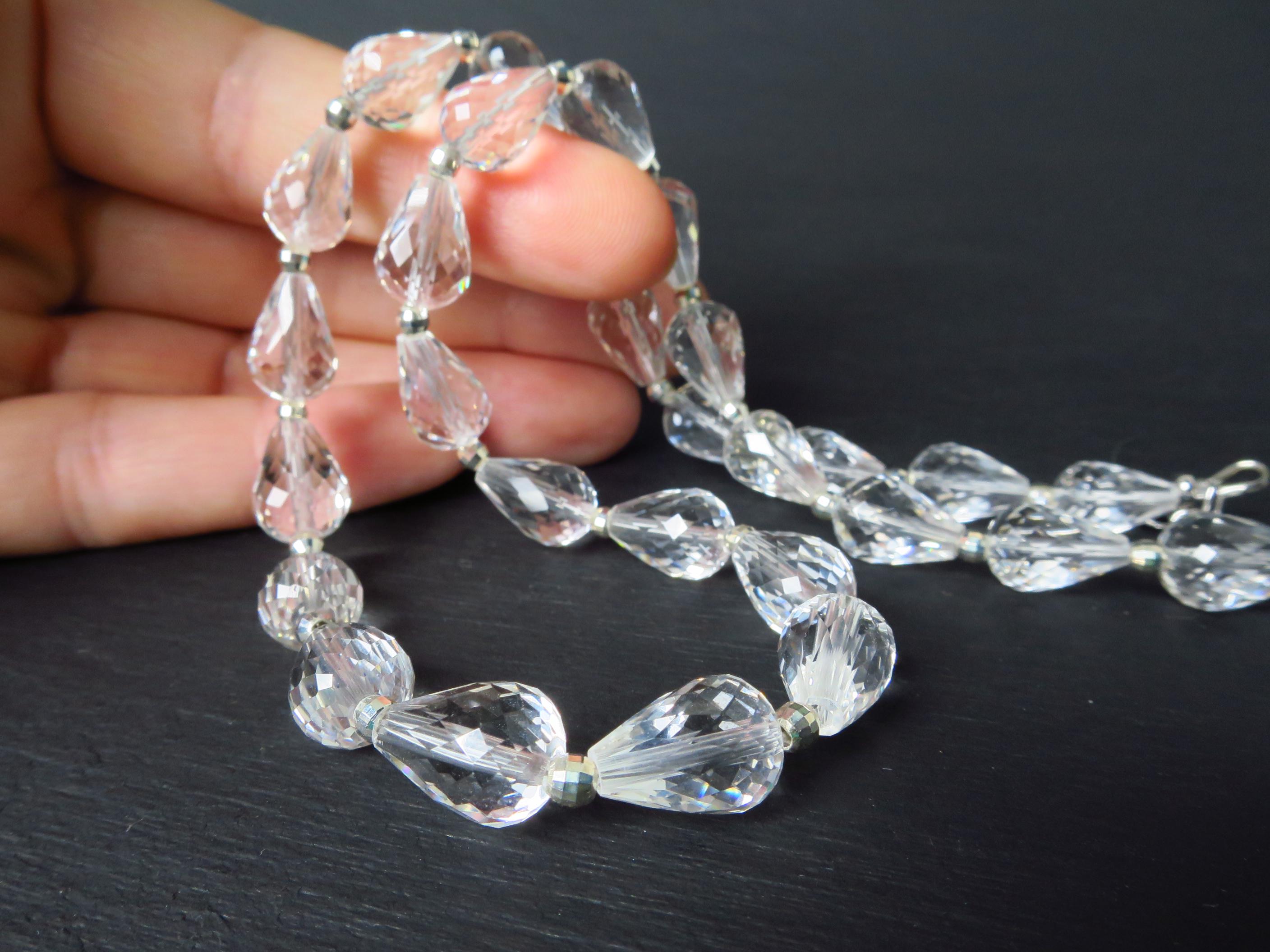 Bergkristall Kette Tropfen Silber 43,5cm +Verlängerung