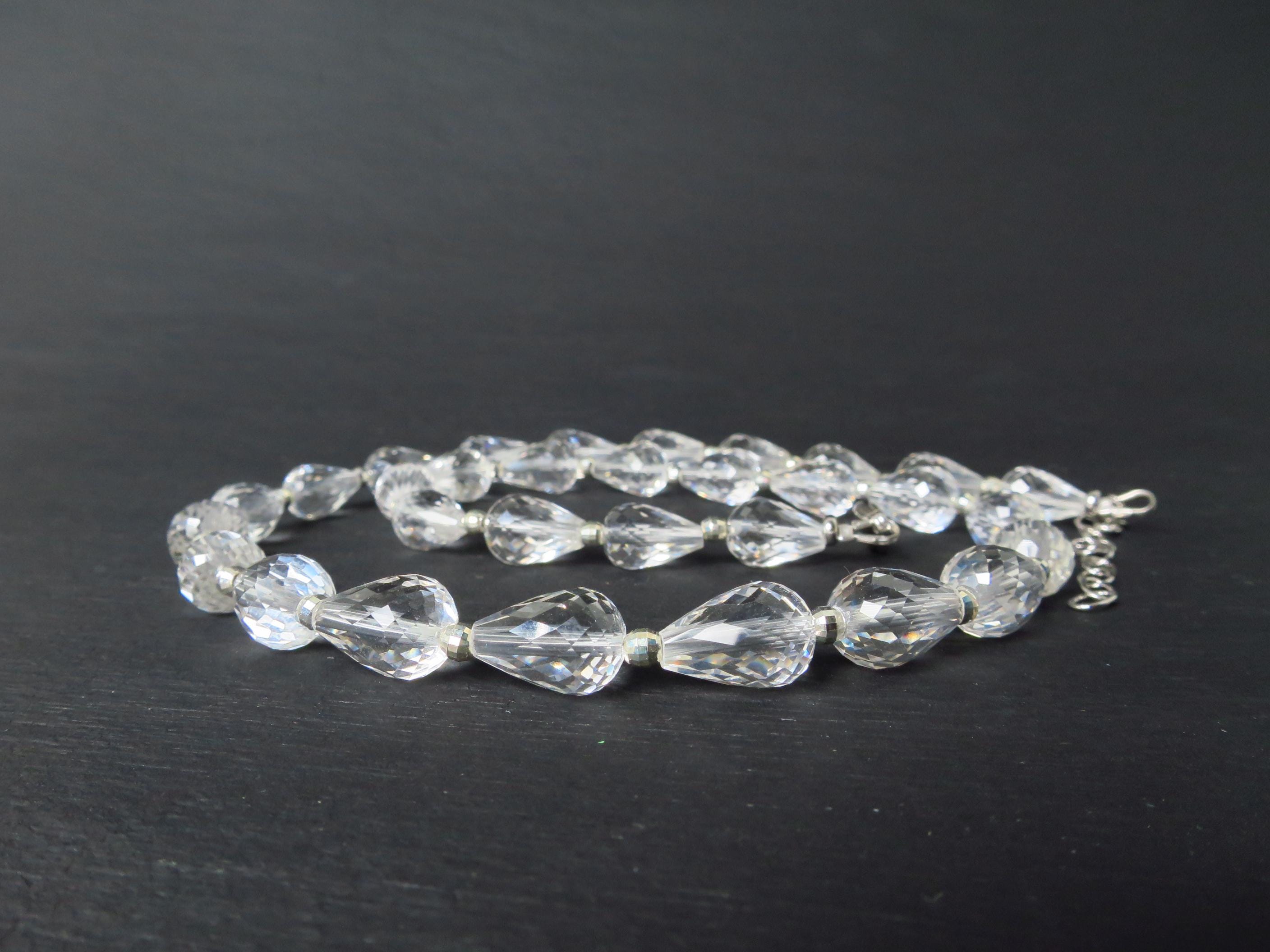 Bergkristall Kette Tropfen Silber 43,5cm +Verlängerung