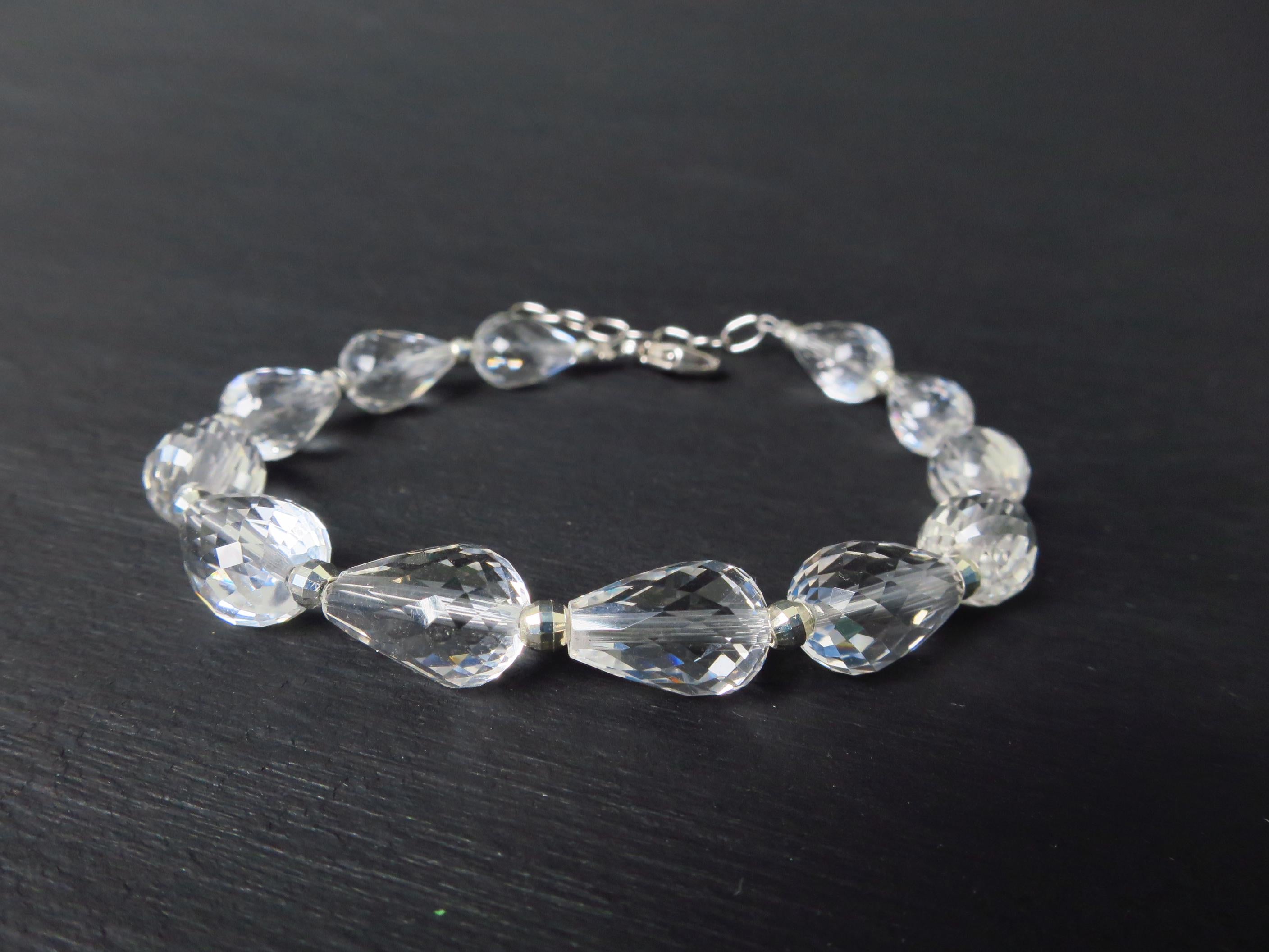 Bergkristall Armband Edelstein Tropfen Sterling Silber