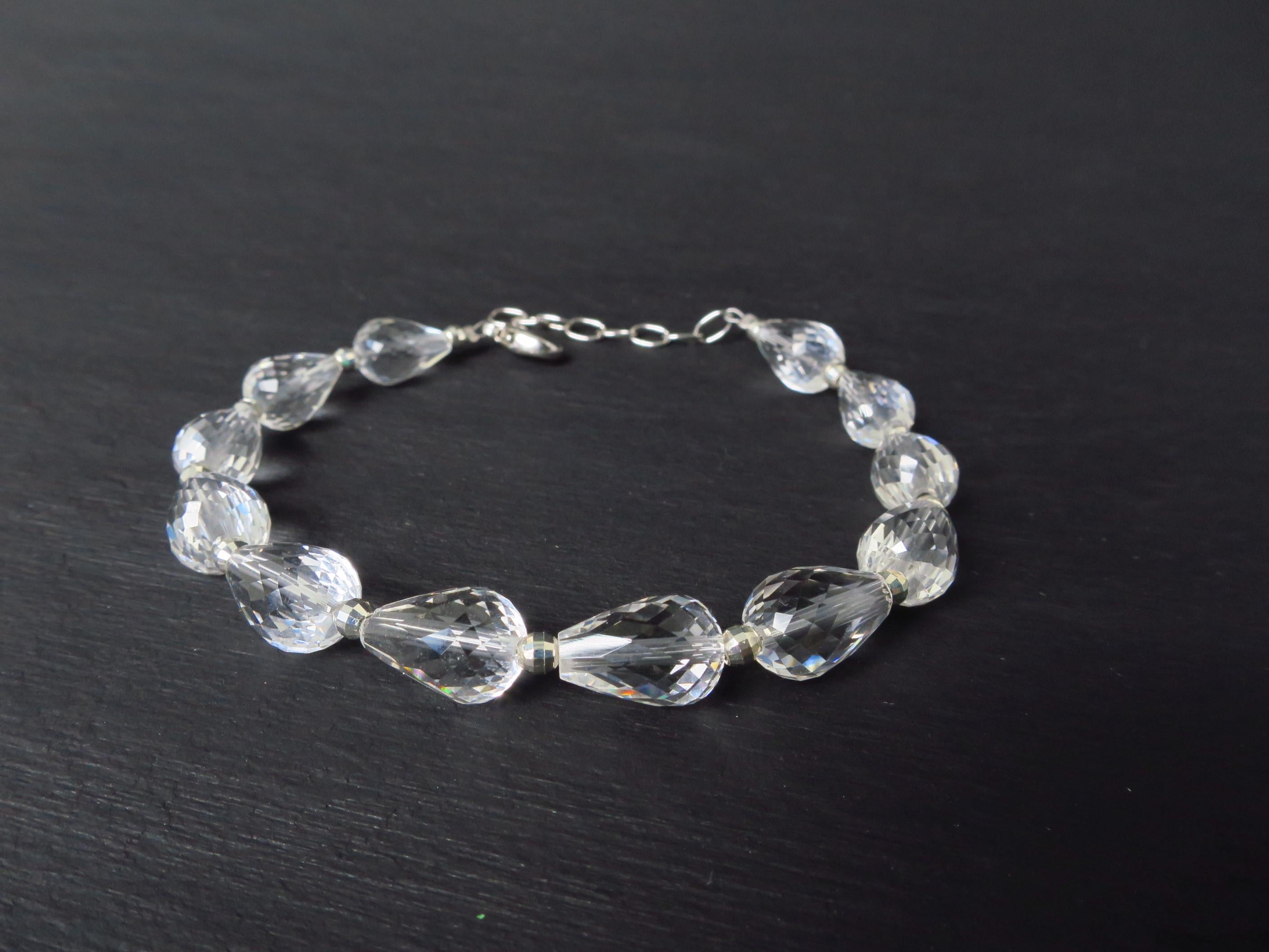 Bergkristall Armband Edelstein Tropfen Sterling Silber