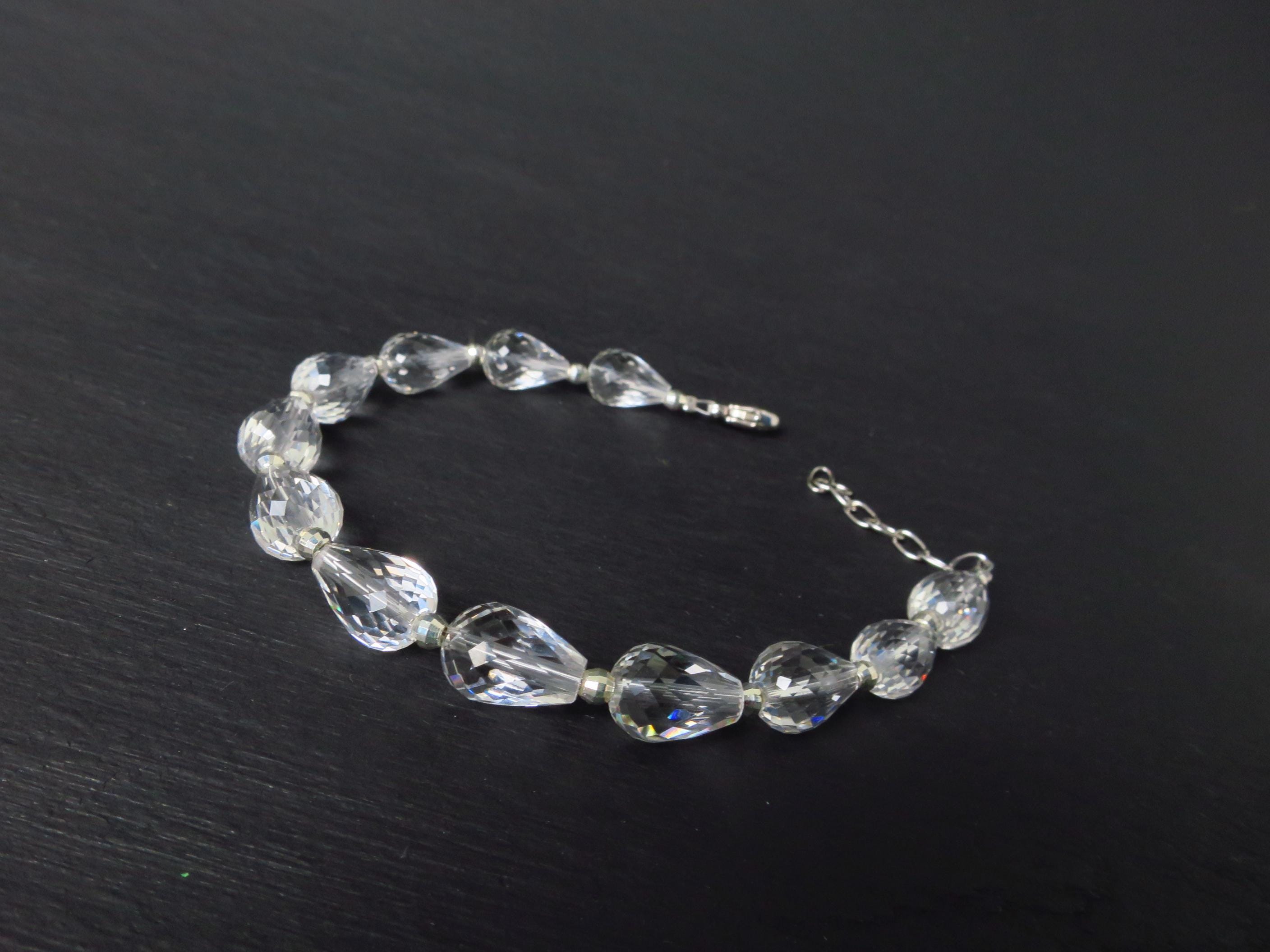 Bergkristall Armband Edelstein Tropfen Sterling Silber