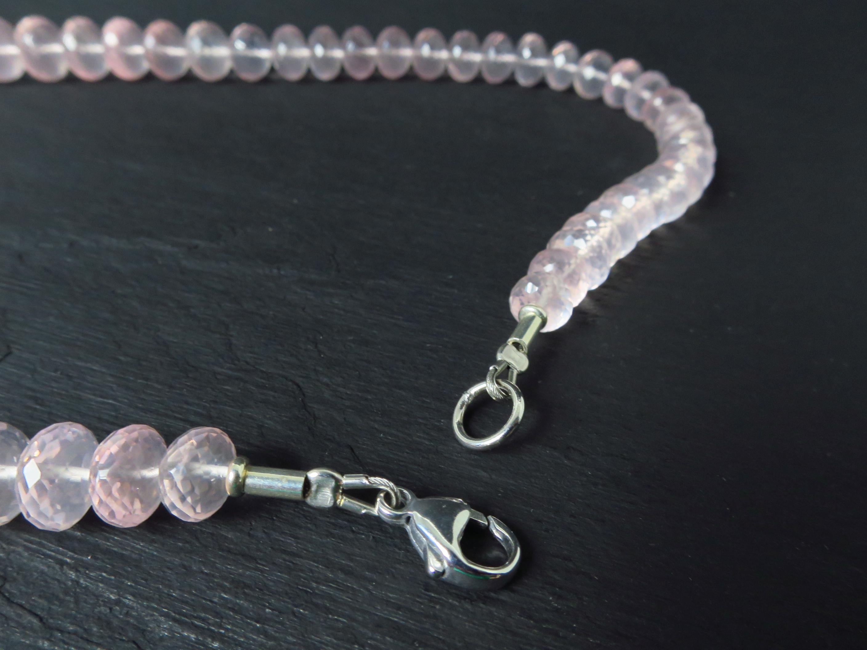 Rosenquarz Kette facettiert rosa 55cm Sterling Silber