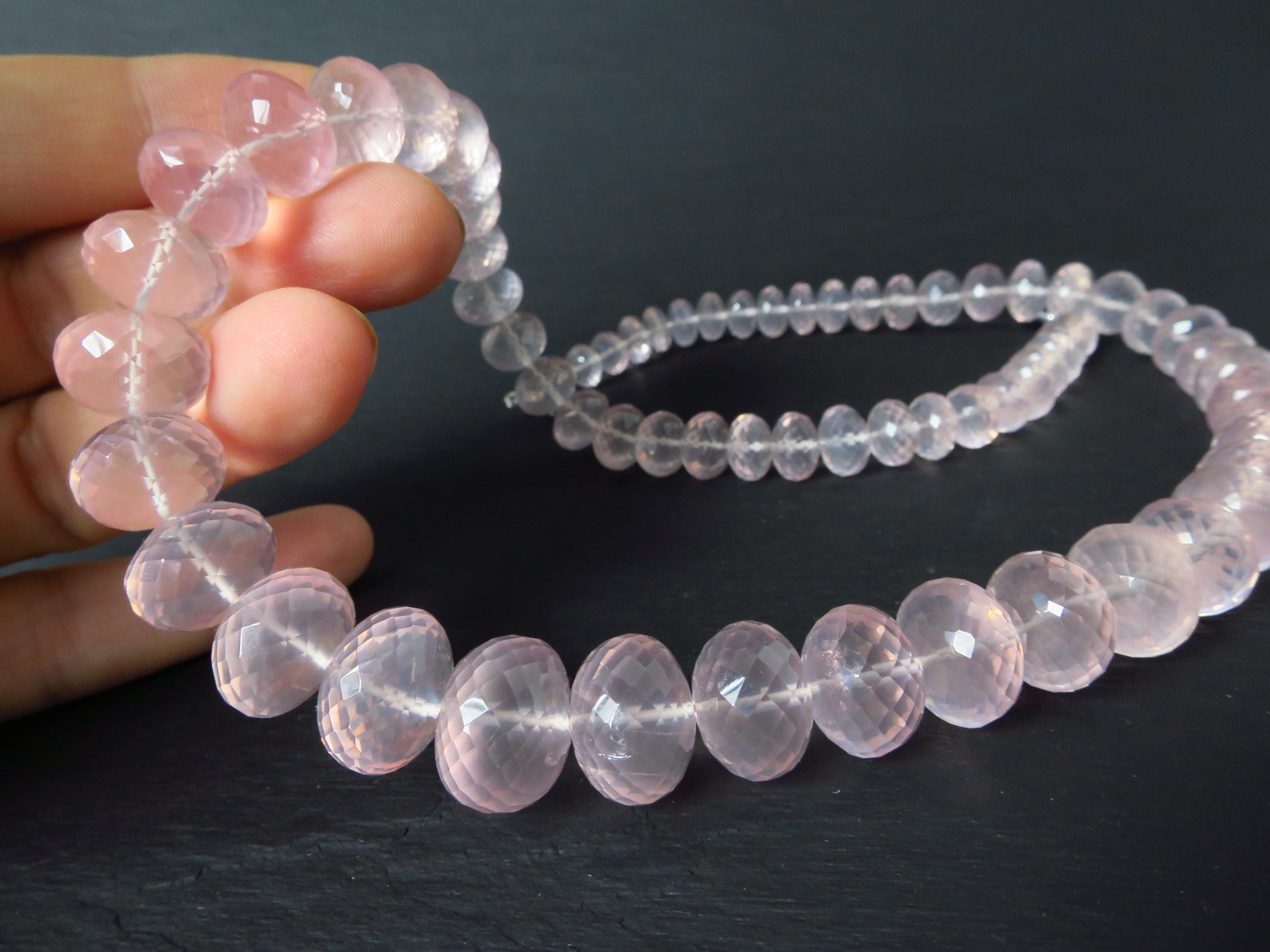 Rosenquarz Kette facettiert rosa 55cm Sterling Silber