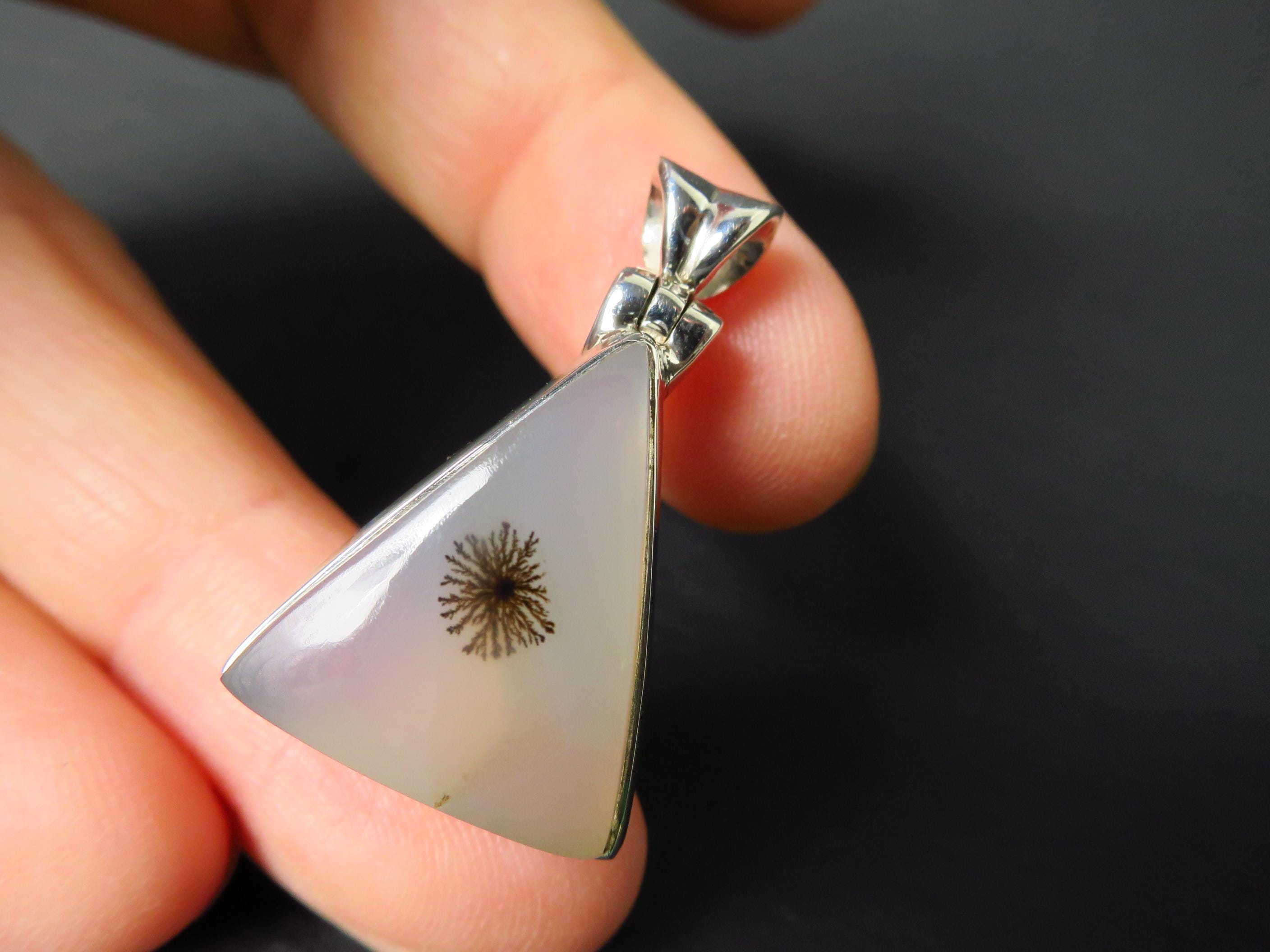 Dendrit Achat Anhänger Sterling Silber Dentriten Achat