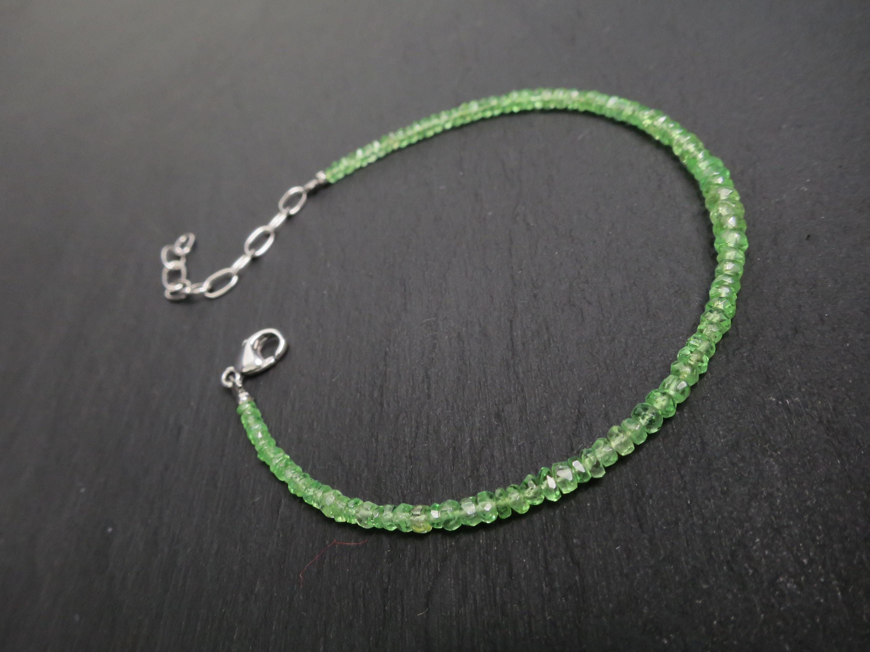 Tsavorit Armband facettiert mit 925 Silber Verschluss