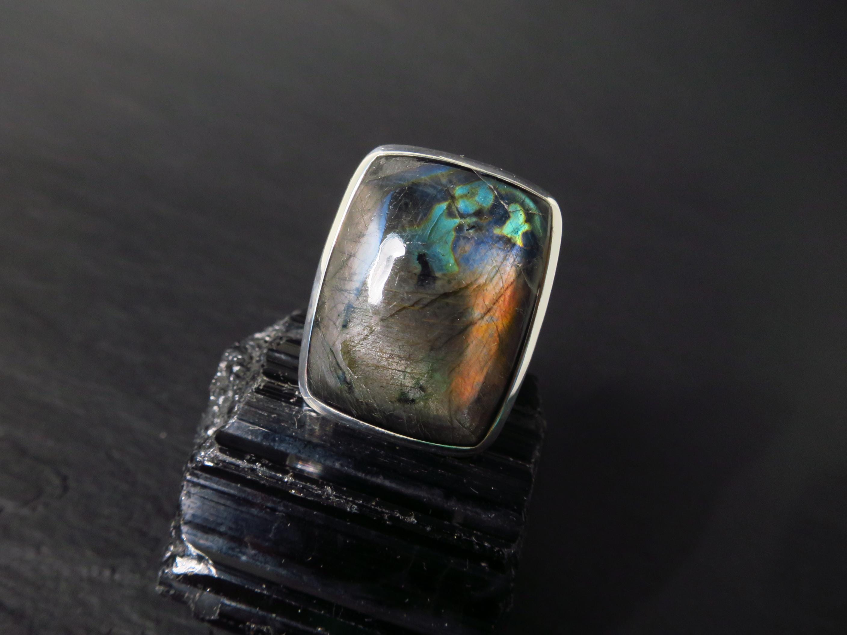 Spektrolith Ring Größe 8,5 Sterling Silber Finnland