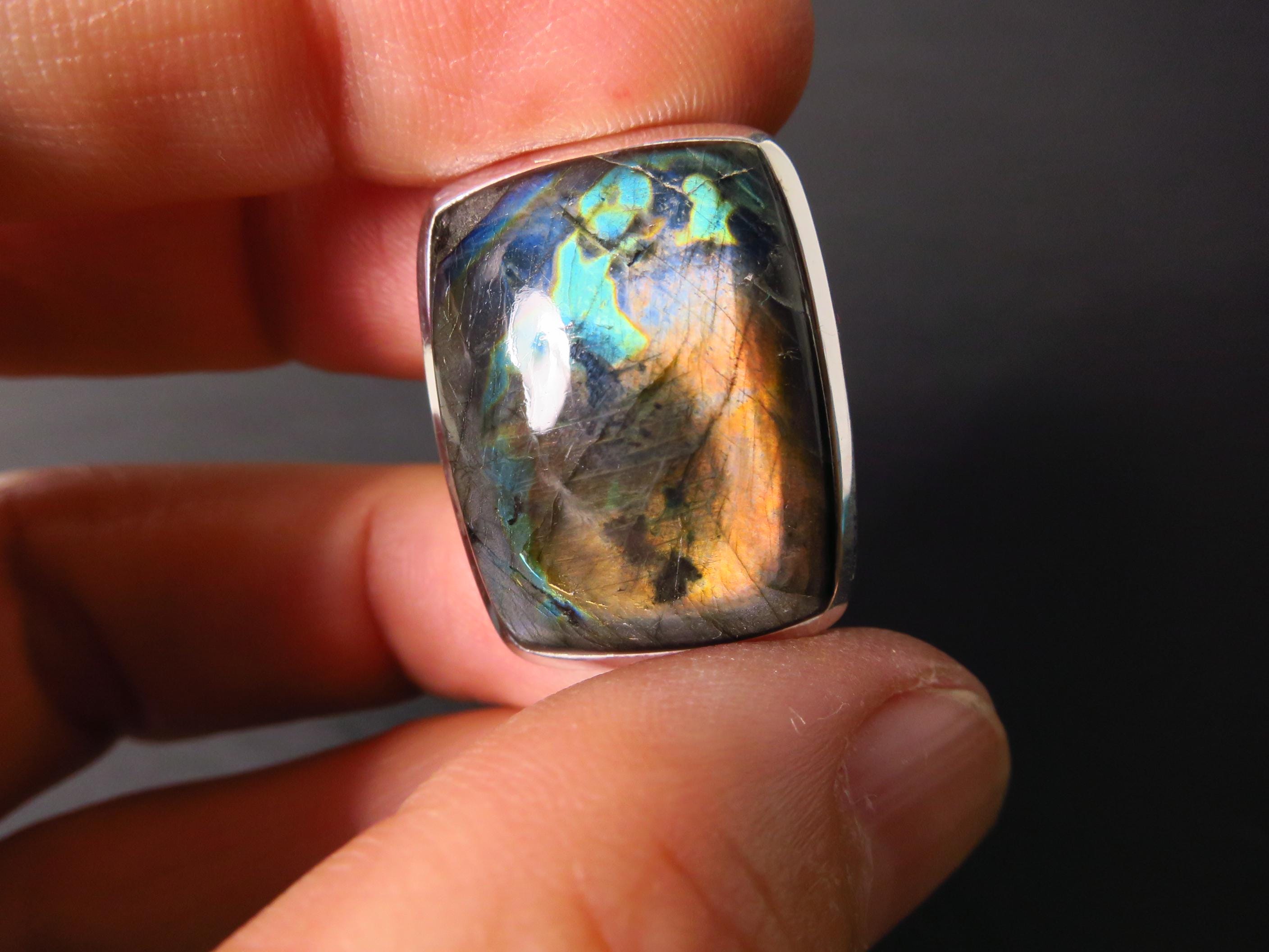 Spektrolith Ring Cabochon Sterling Silber Finnland