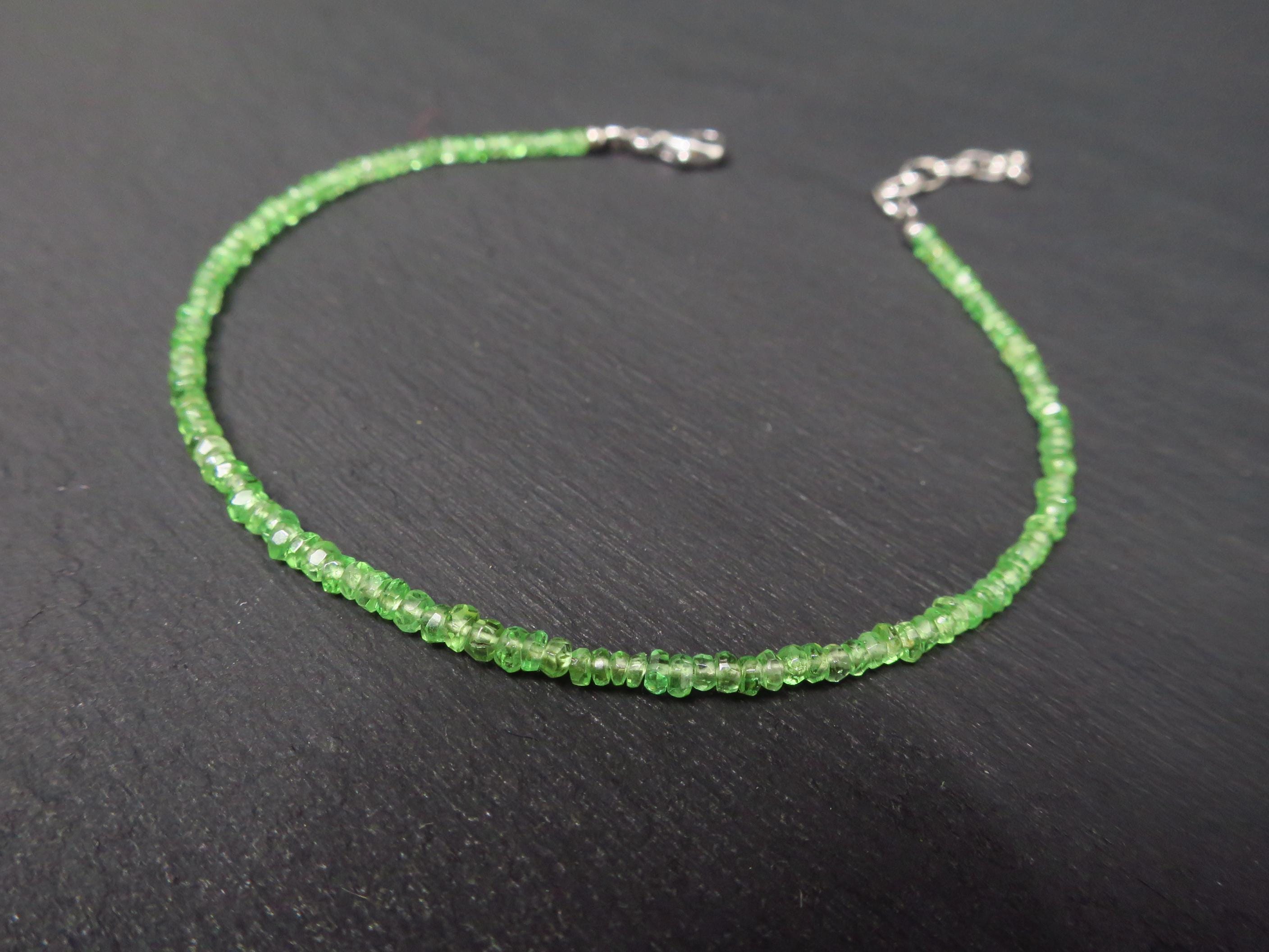 Tsavorit Armband facettiert 17-19.5 cm mit 925 Silber