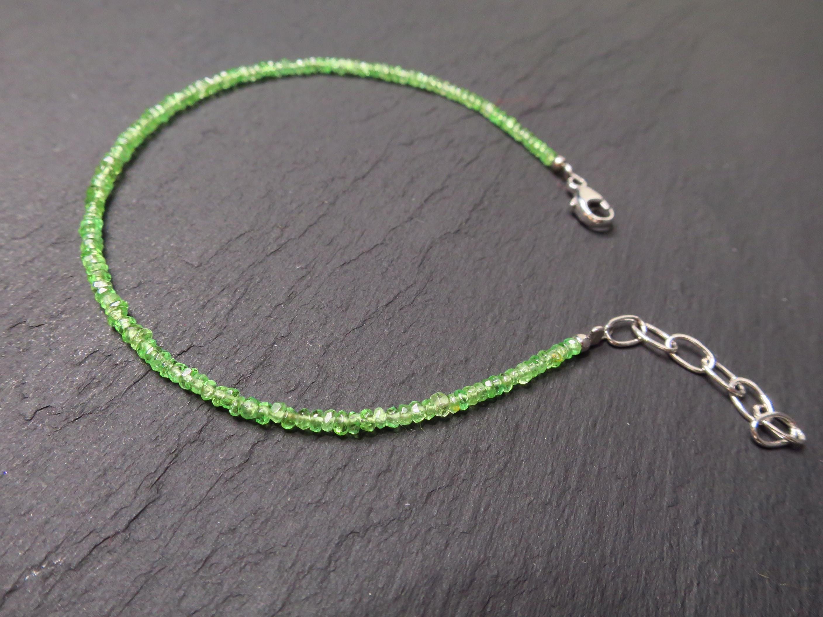 Tsavorit Armband facettiert 17-19.5 cm mit 925 Silber