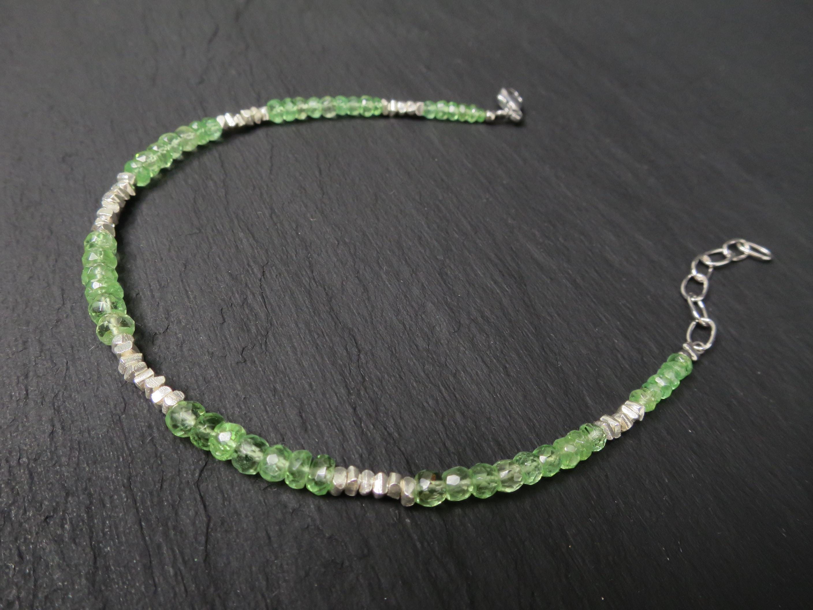 Tsavorit Armband facettiert mit Sterling Silber Details