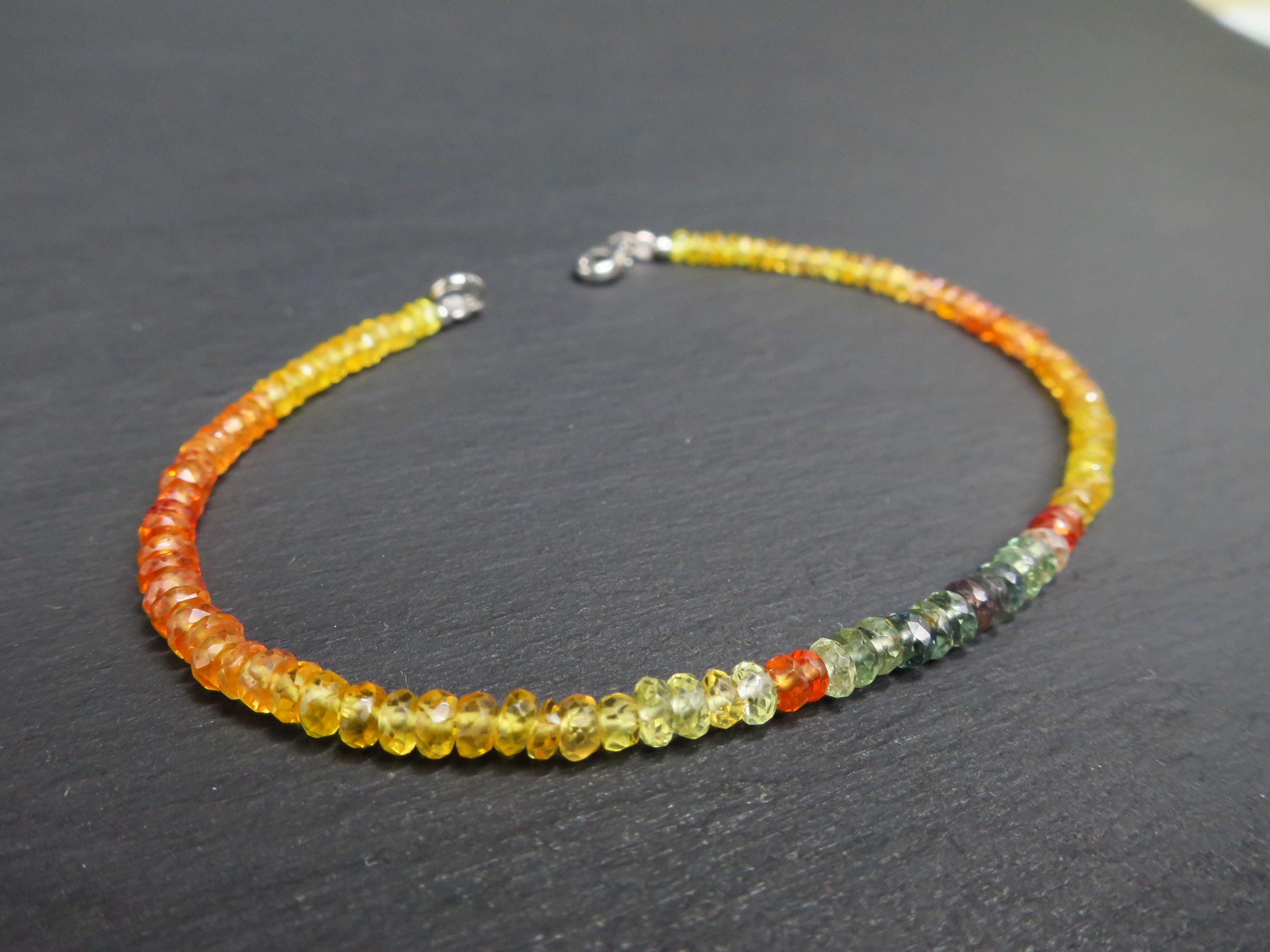 Buntes Saphir Edelstein Armband gelb, orange, blau 19cm