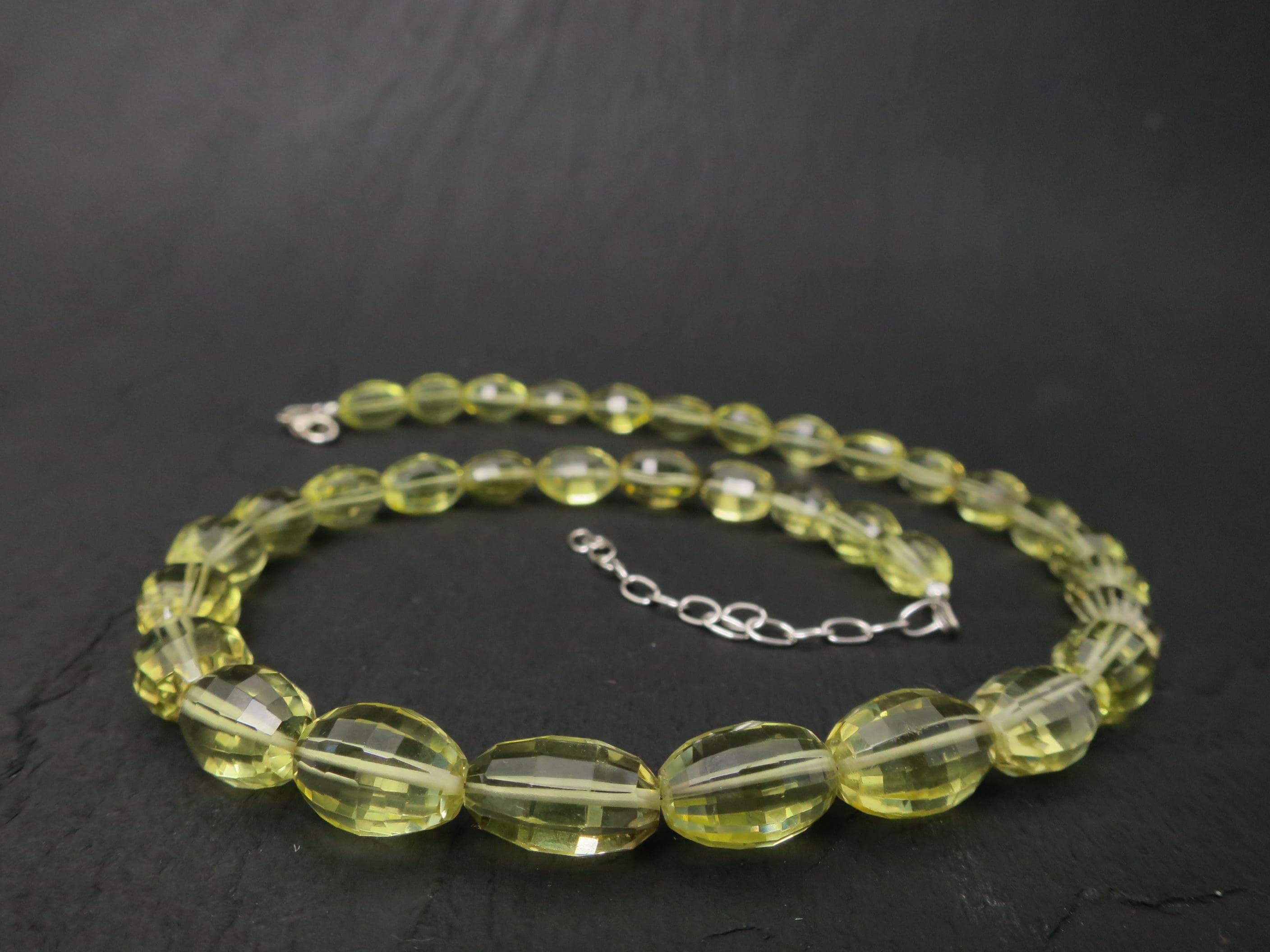 Citrin Kette 45cm plus 6cm Sterling Silber facettiert