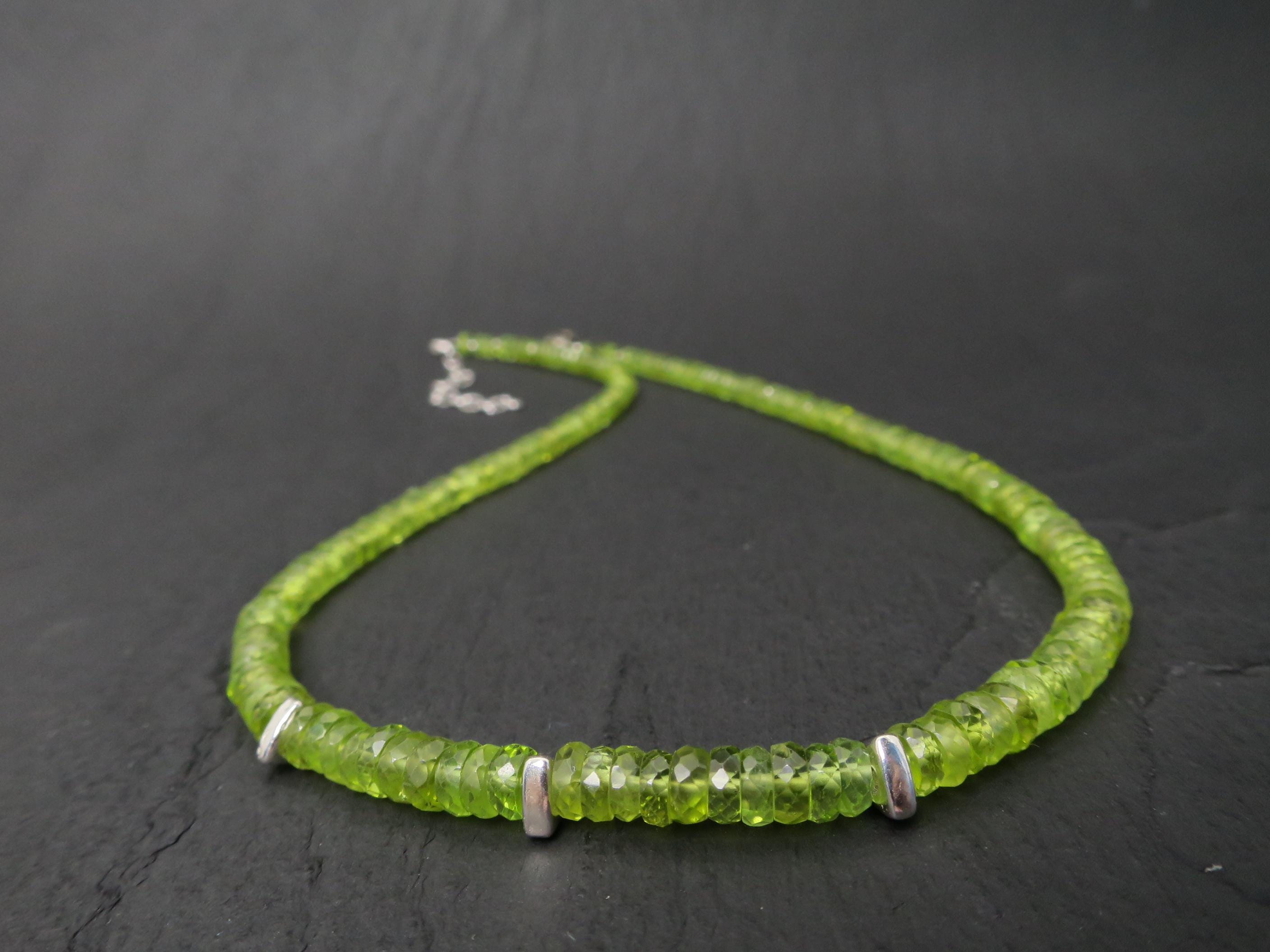 Peridot Kette grün 41,5cm plus 6cm Sterling Silber