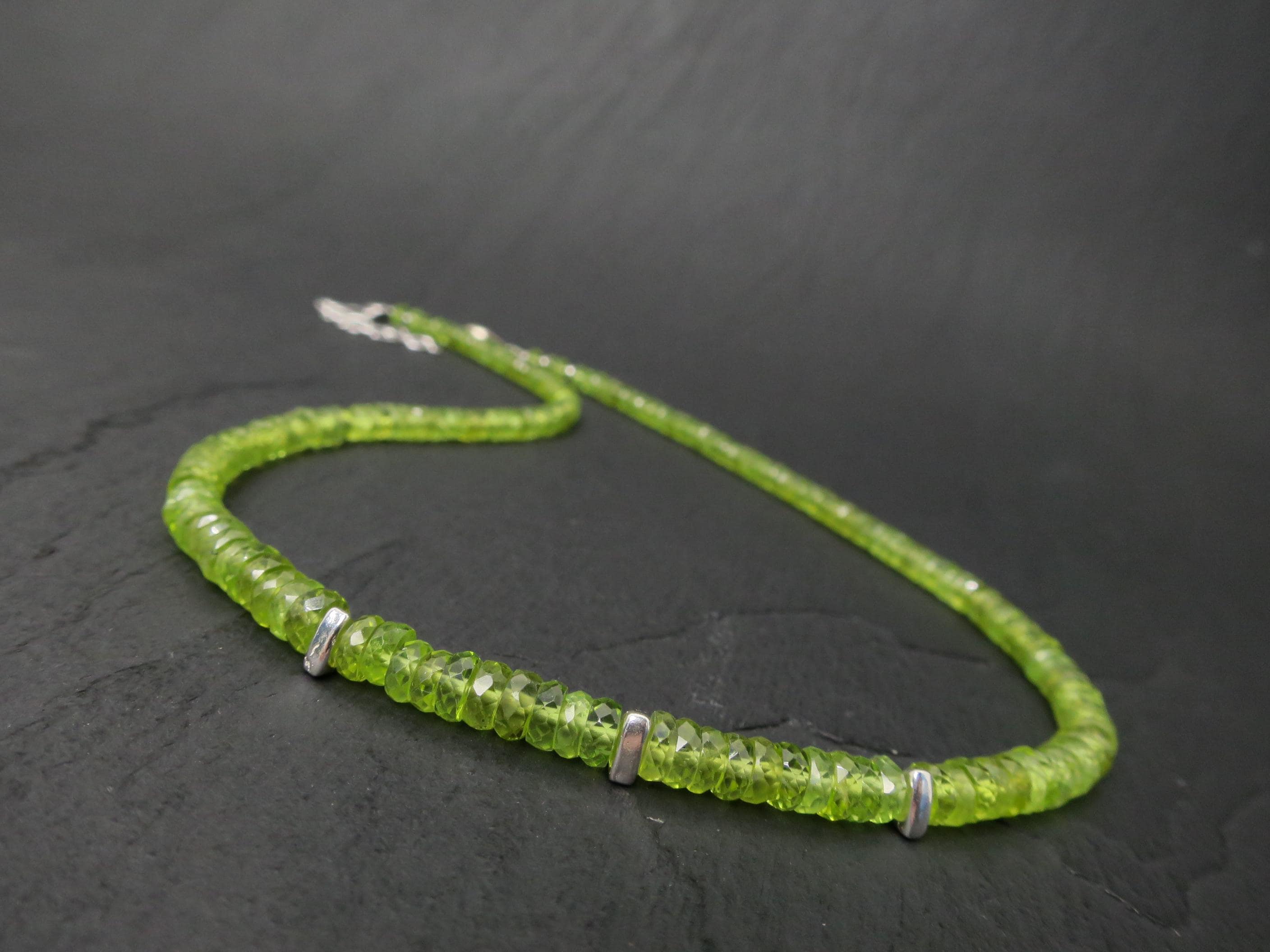 Peridot Kette grün 41,5cm plus 6cm Sterling Silber