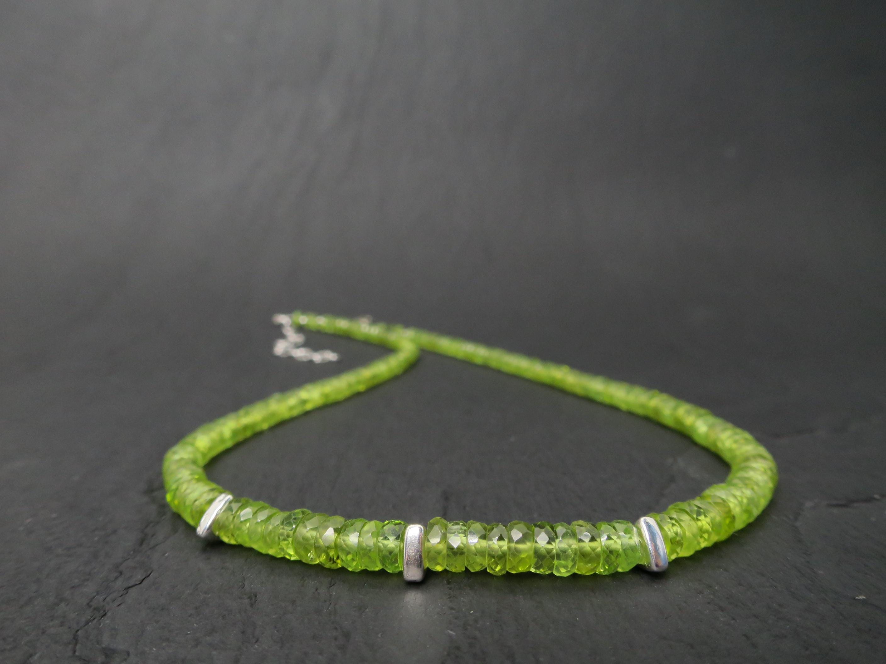 Peridot Kette grün 41,5cm plus 6cm Sterling Silber