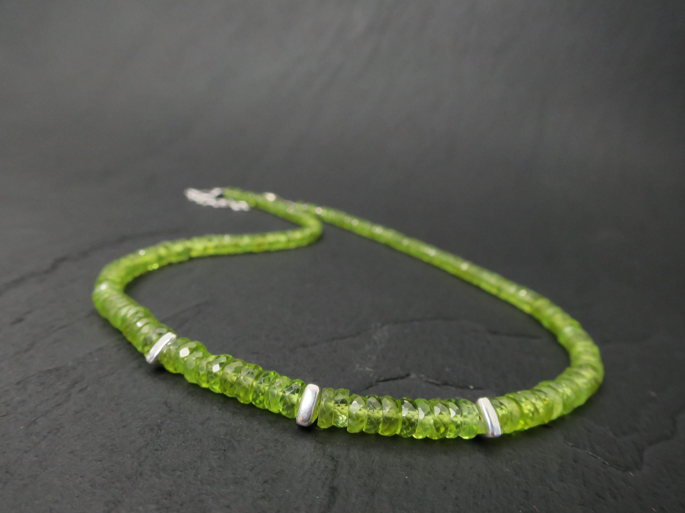 Peridot Kette grün 41,5cm plus 6cm Sterling Silber