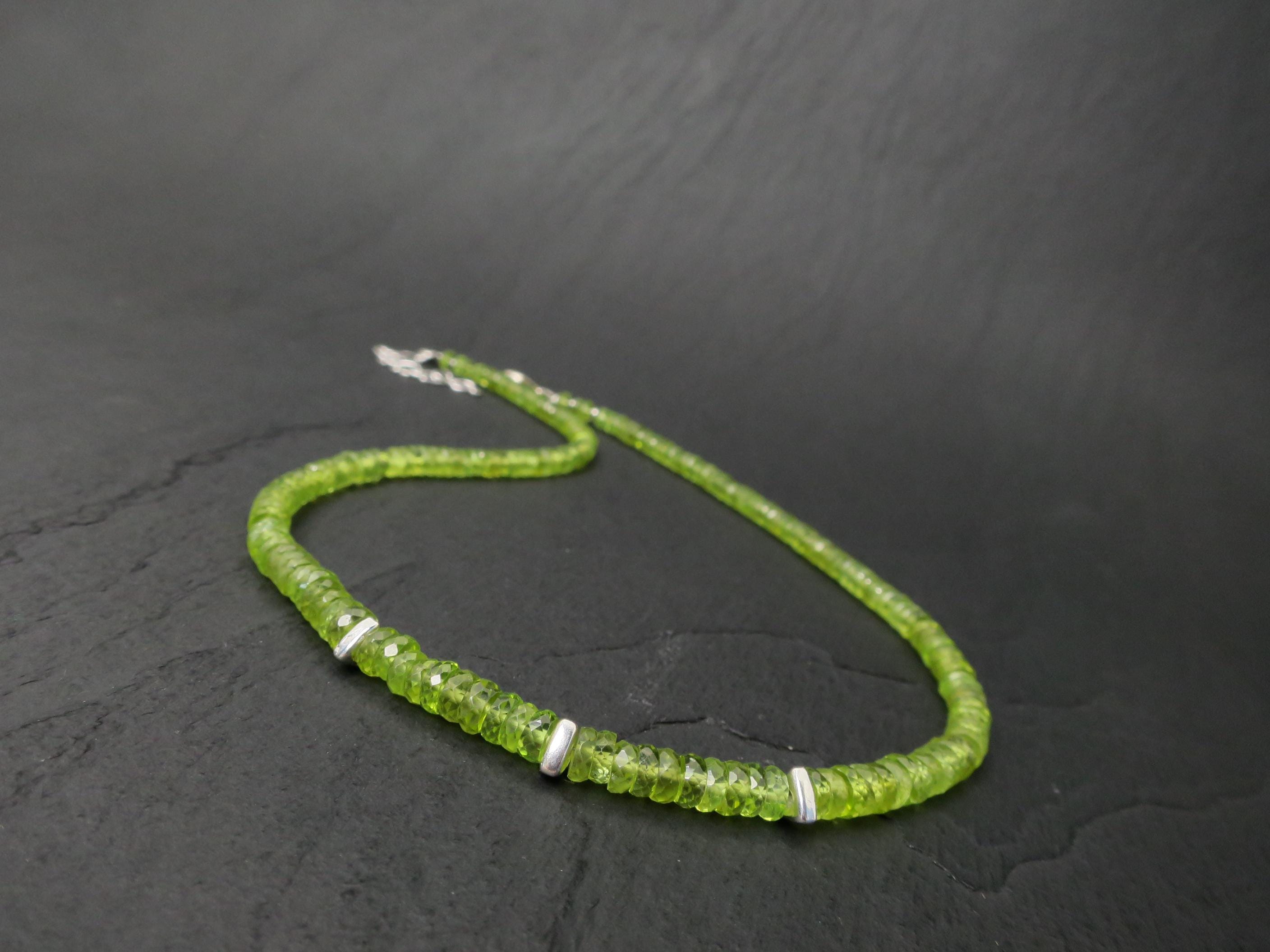 Peridot Kette grün 41,5cm plus 6cm Sterling Silber