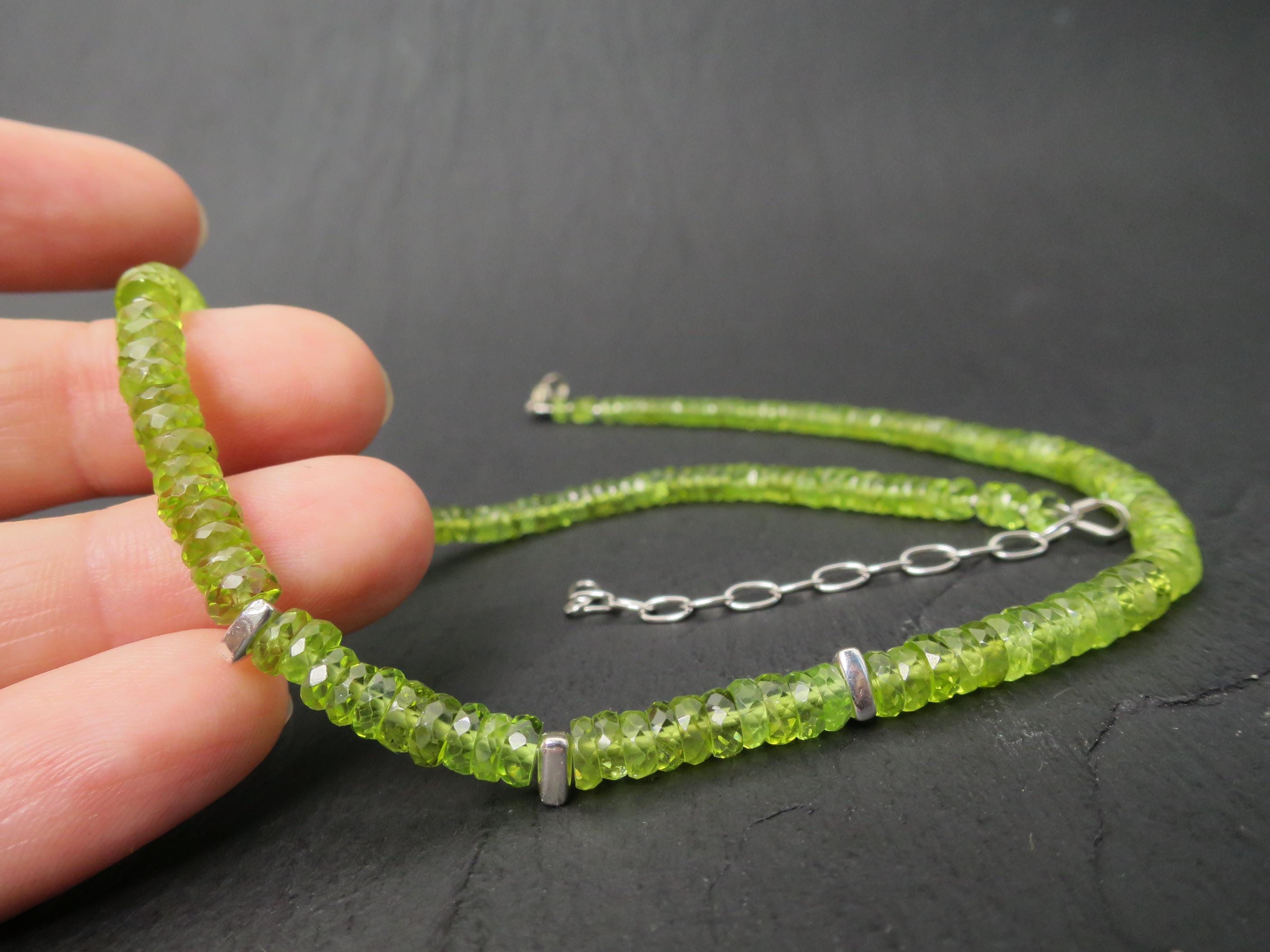 Peridot Kette grün 41,5cm plus 6cm Sterling Silber