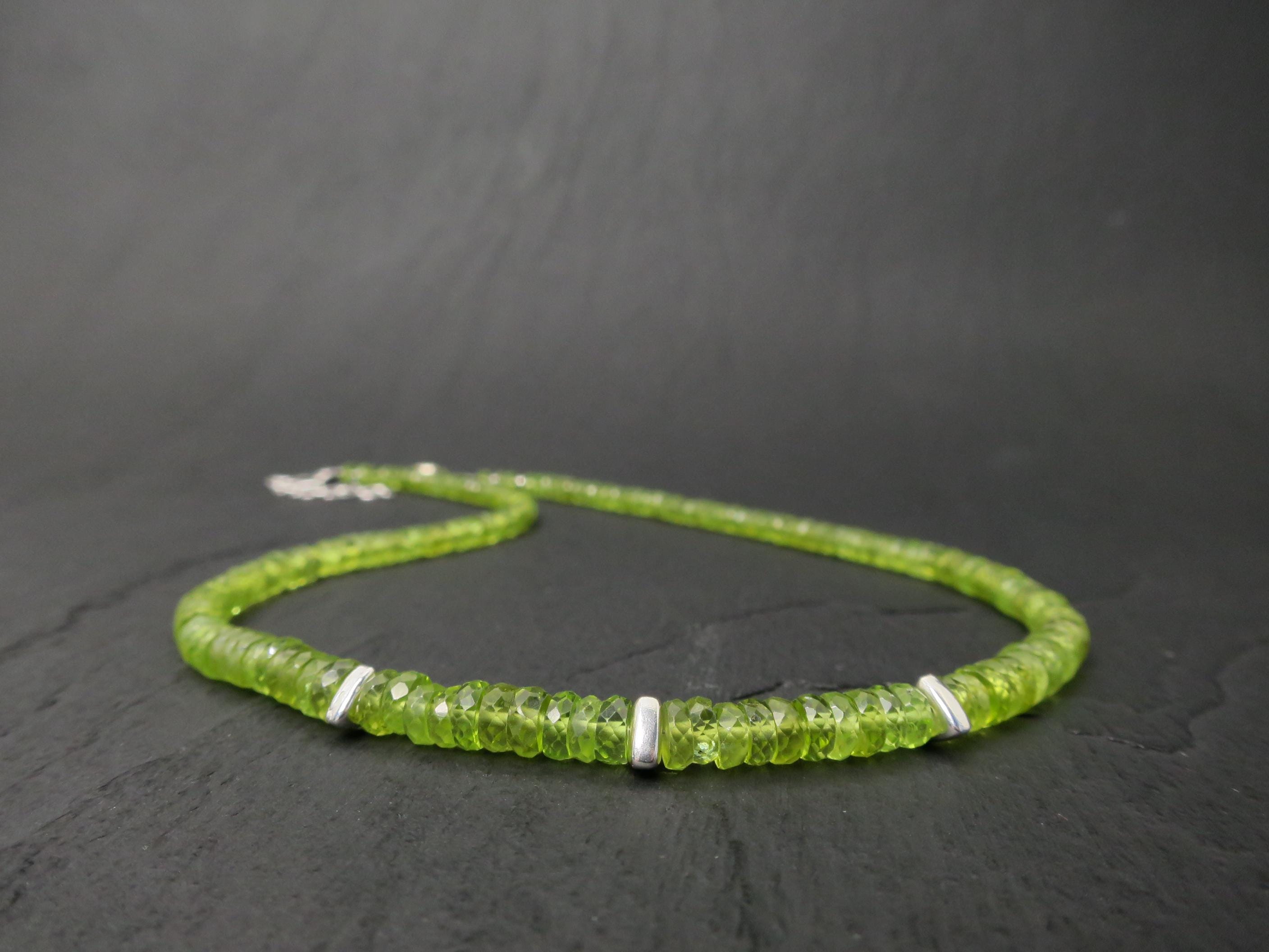 Peridot Kette grün 41,5cm plus 6cm Sterling Silber