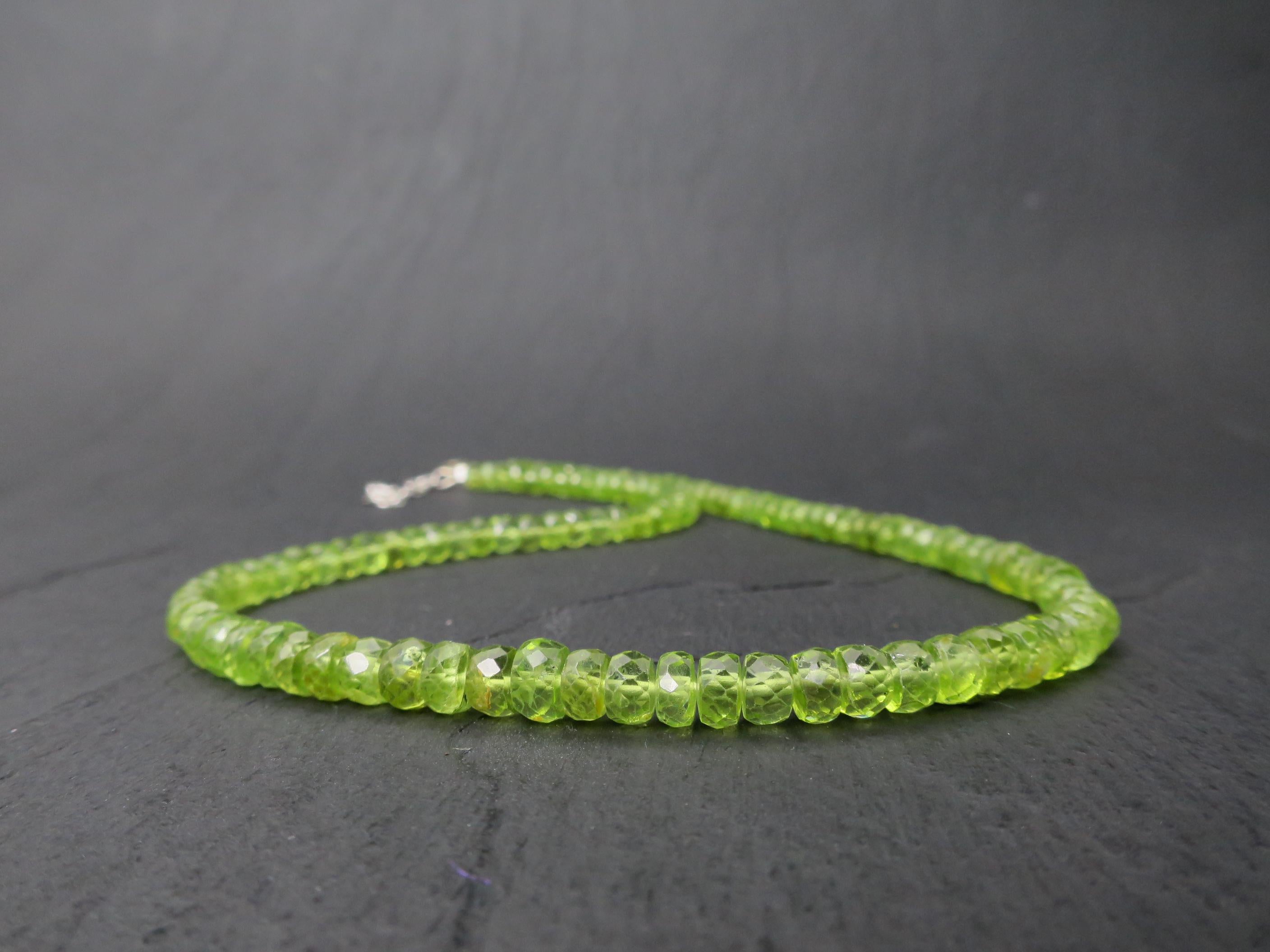 Peridot Kette grün 40,5cm plus 6cm Sterling Silber