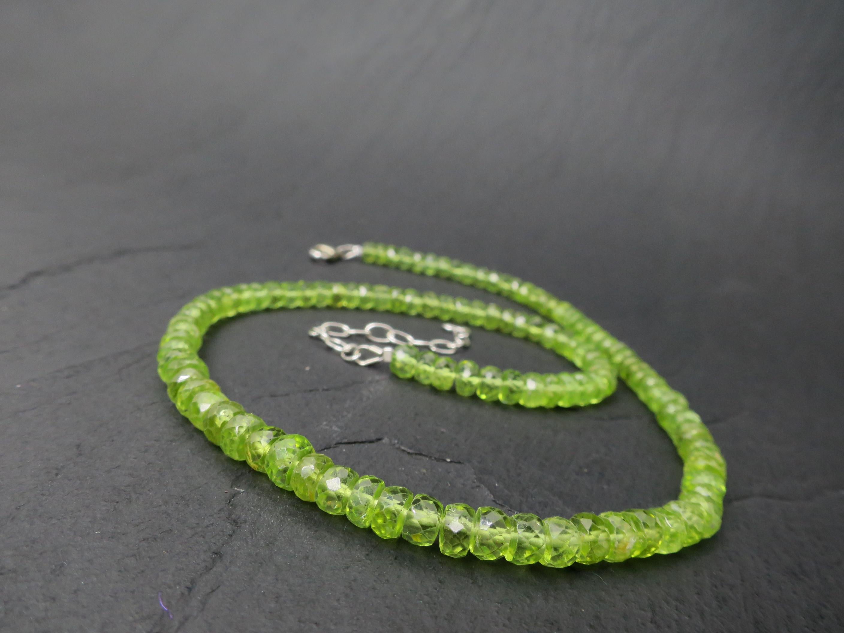 Peridot Kette grün 40,5cm plus 6cm Sterling Silber