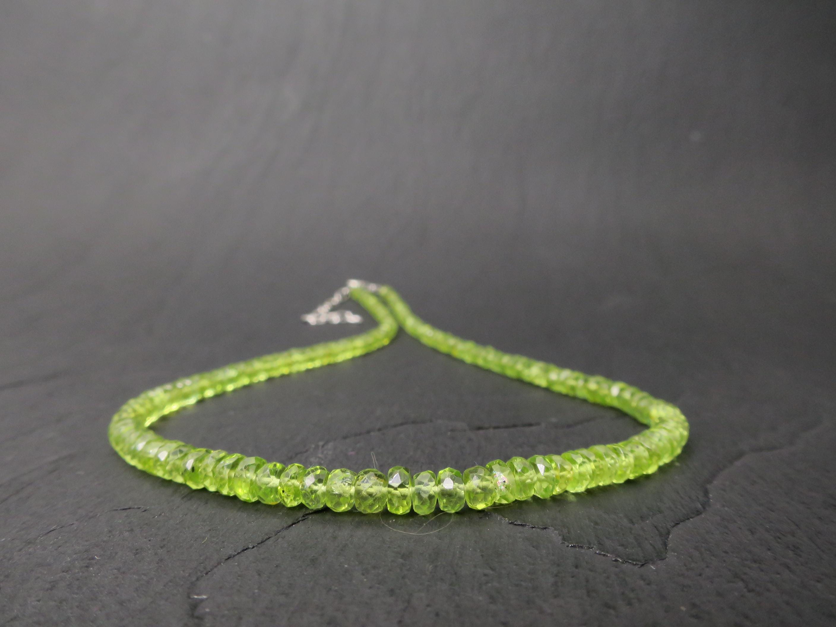 Peridot Kette grün 42,5cm plus 5cm Sterling Silber
