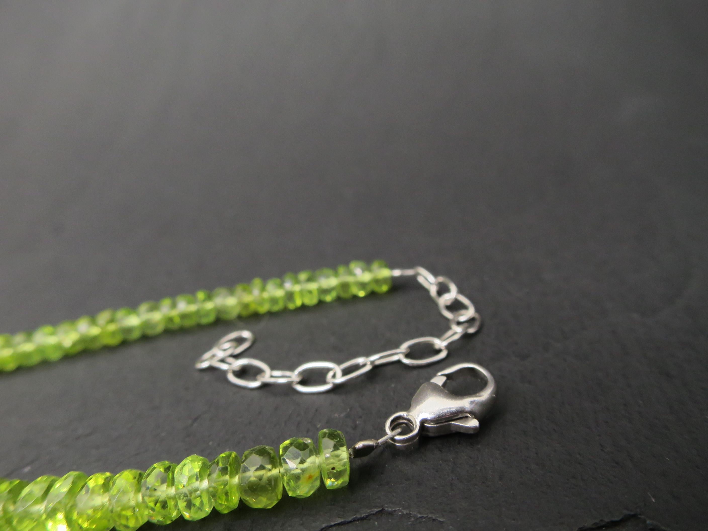Peridot Kette grün 42,5cm plus 5cm Sterling Silber