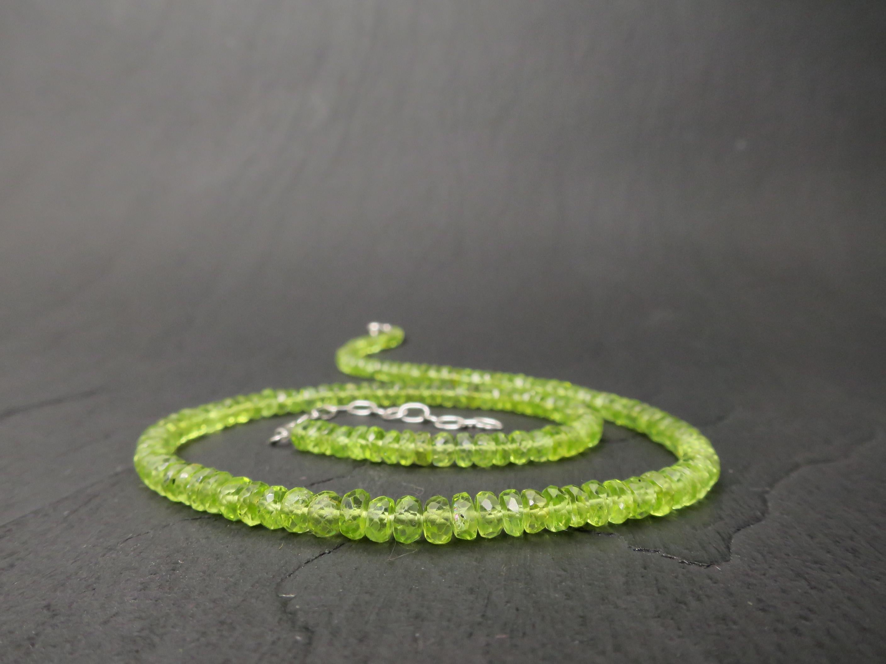 Peridot Kette grün 42,5cm plus 5cm Sterling Silber