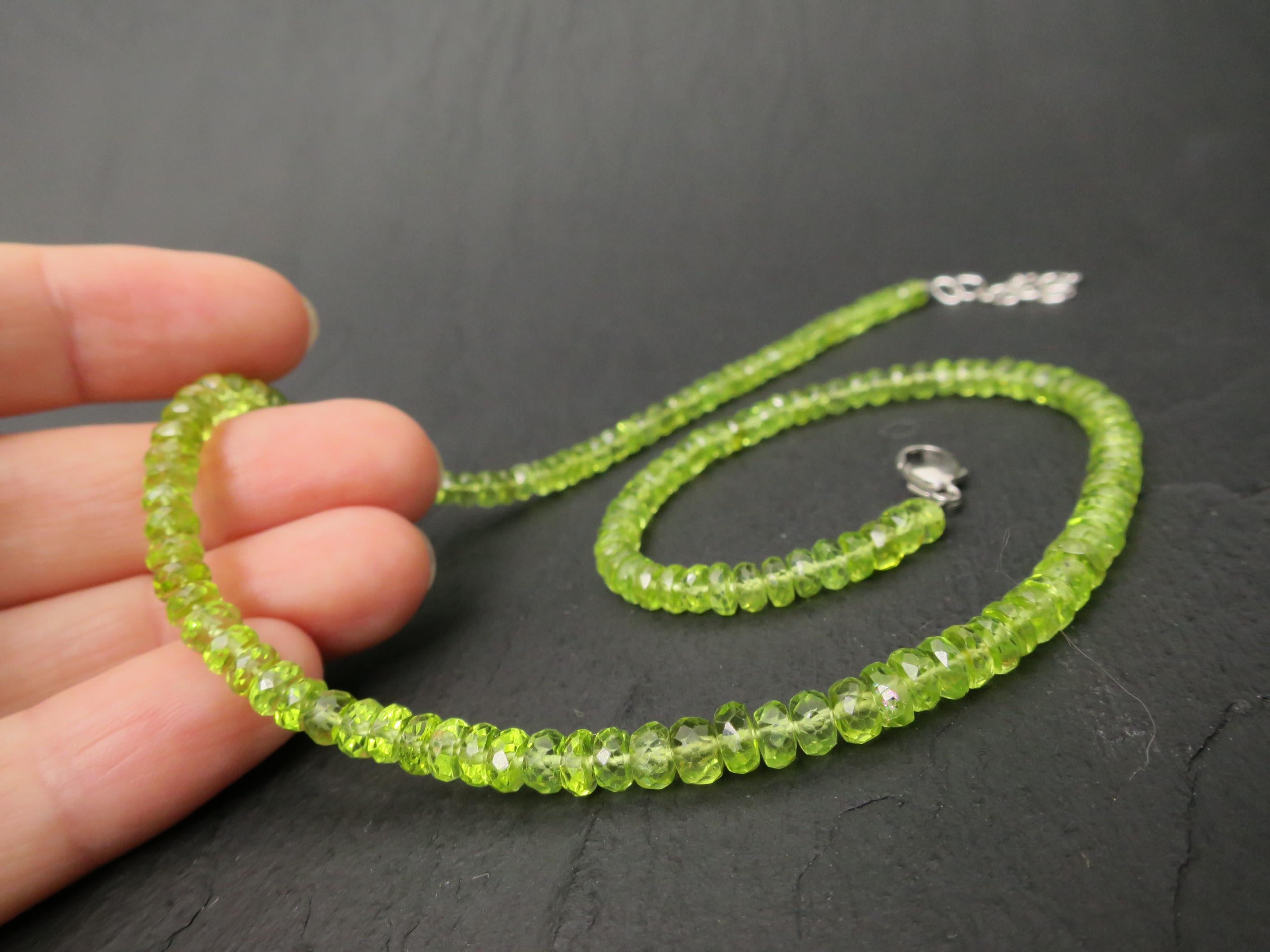 Peridot Kette grün 42,5cm plus 5cm Sterling Silber