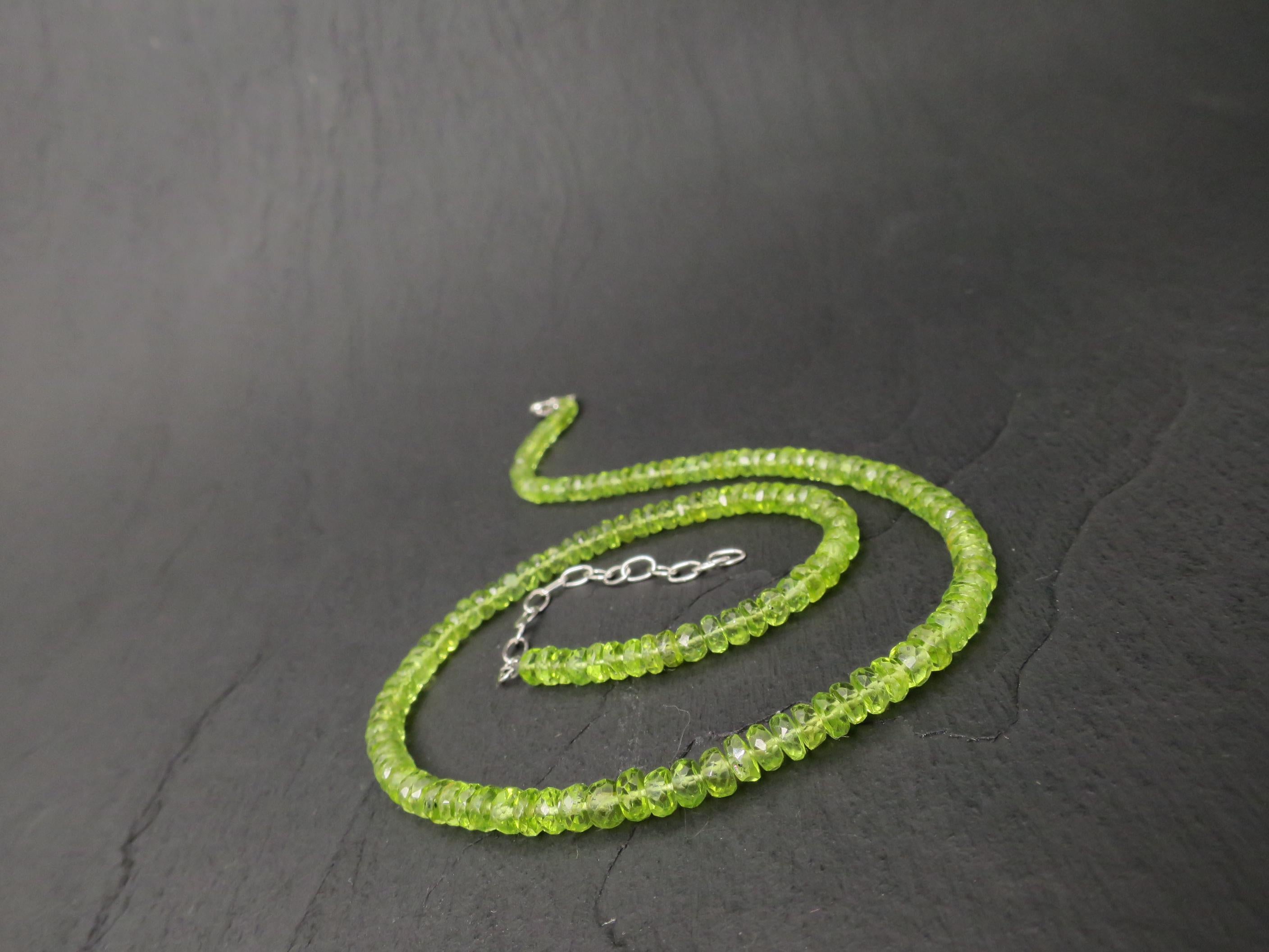 Peridot Kette grün 42,5cm plus 5cm Sterling Silber
