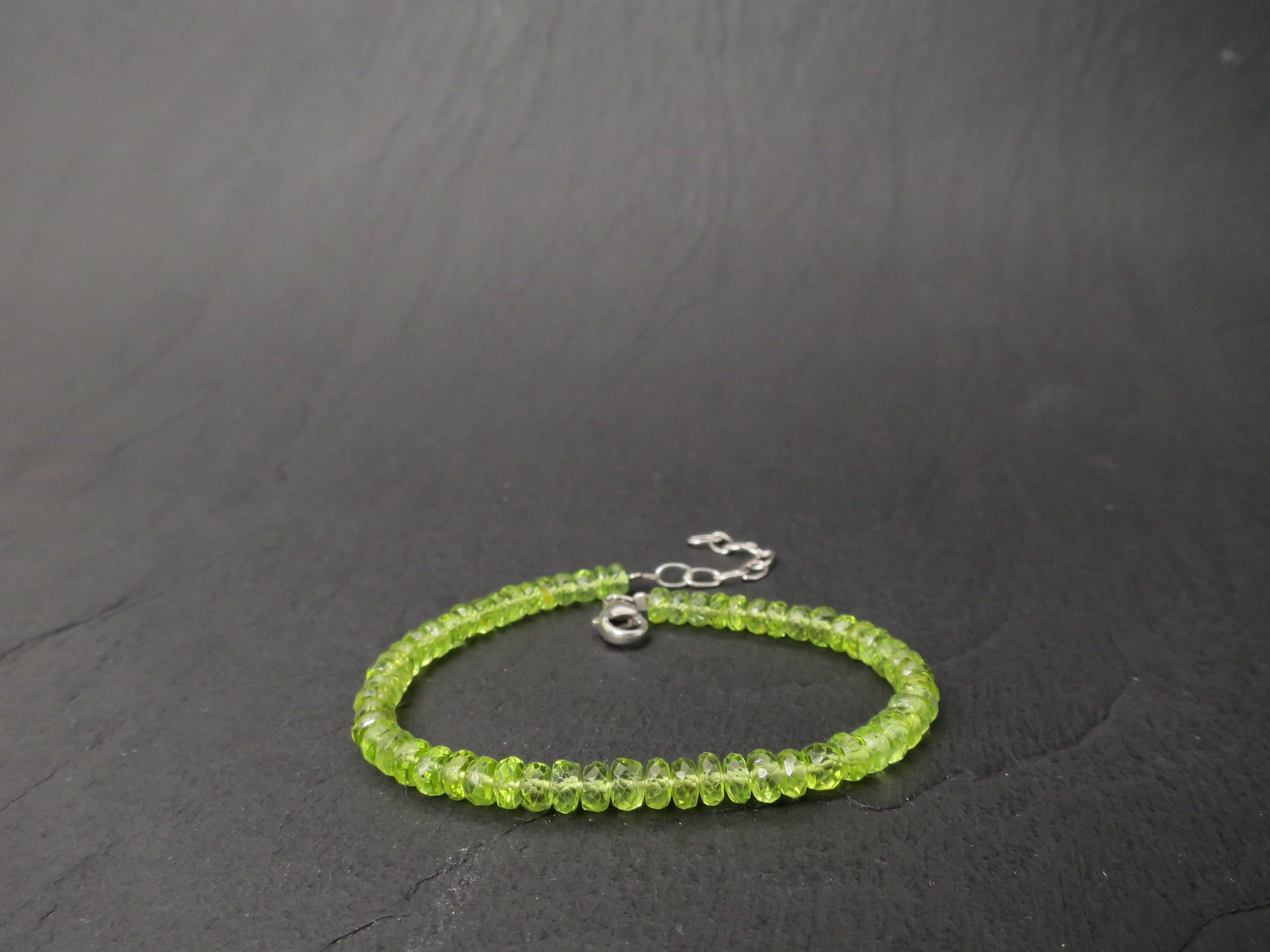 Peridot Armband grünes Edelsteinarmband 17,5 - 21cm